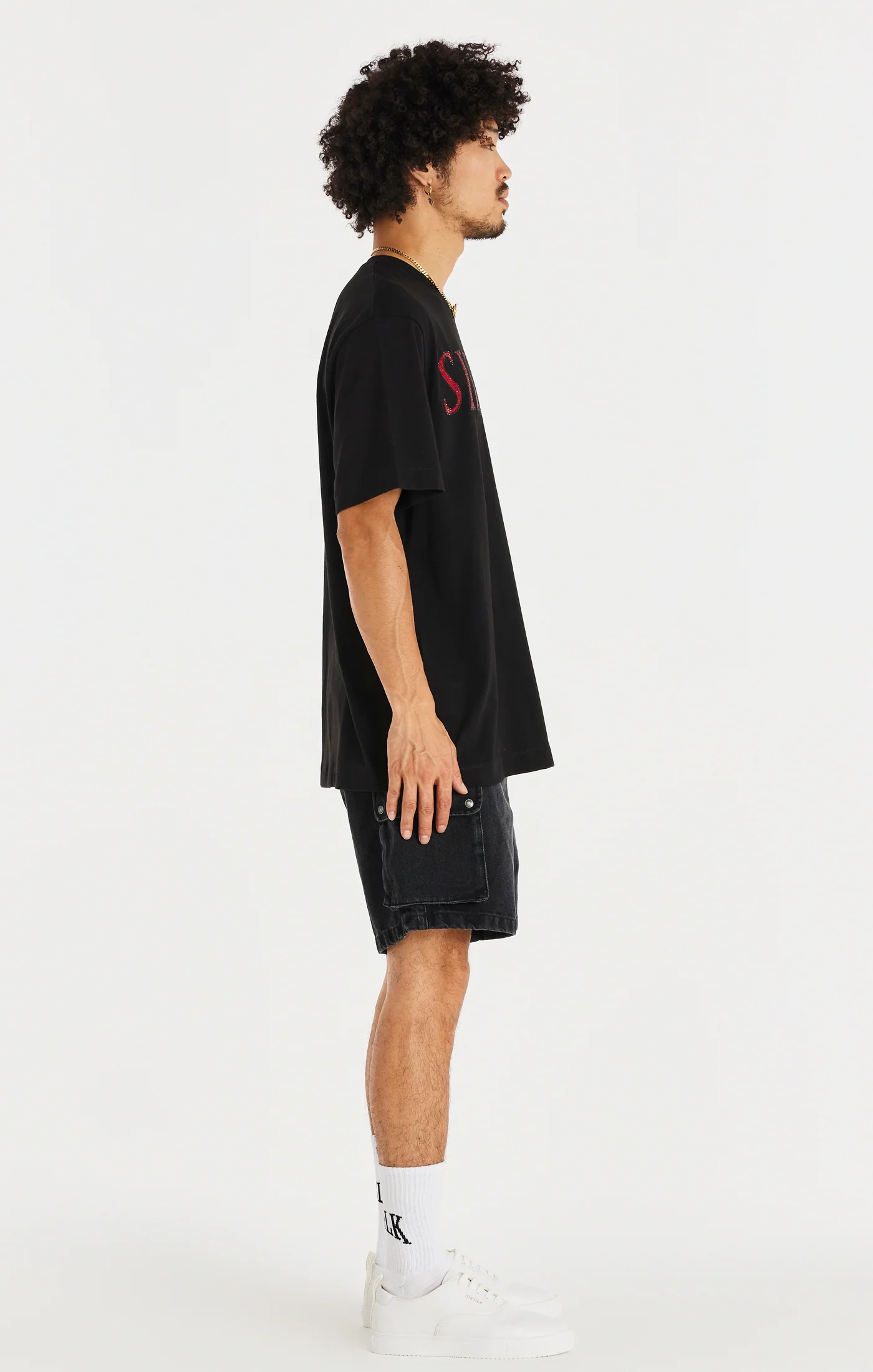 Black Denim Cargo Short - Image 6