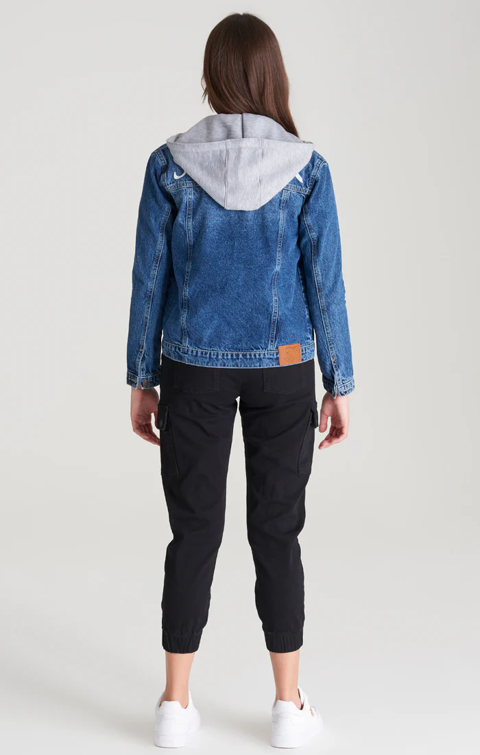 Girls Midstone Denim Hooded Jacket - Image 6