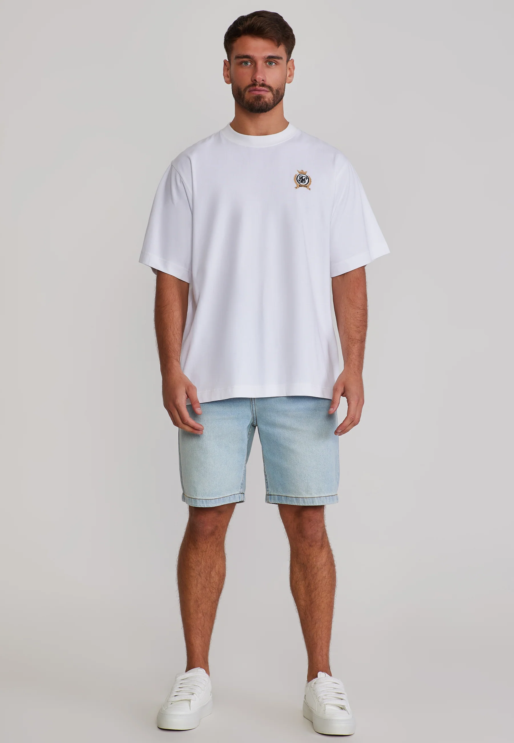 Washed Light Blue Denim Shorts - Image 2