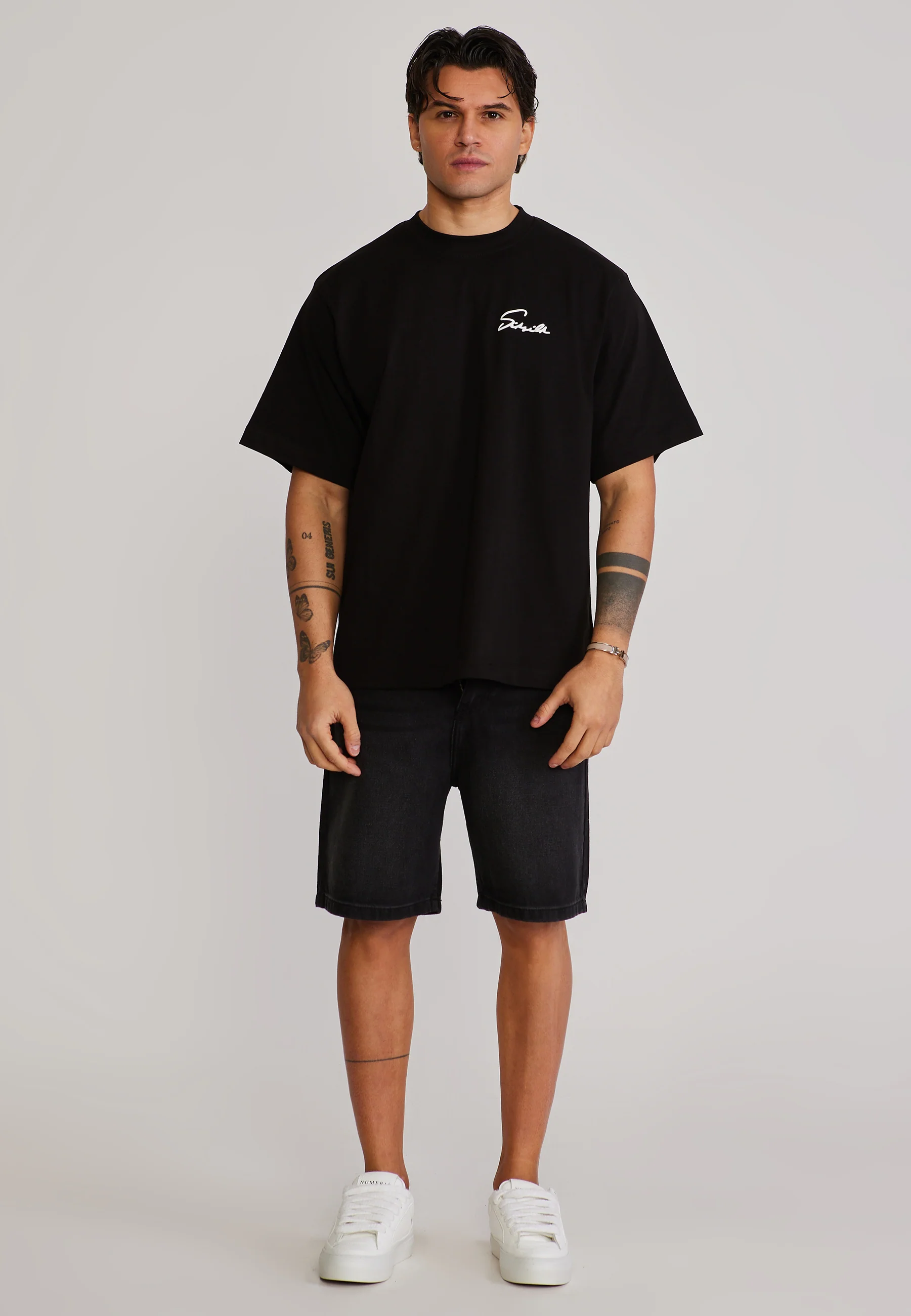 Washed Black Denim Shorts - Image 2