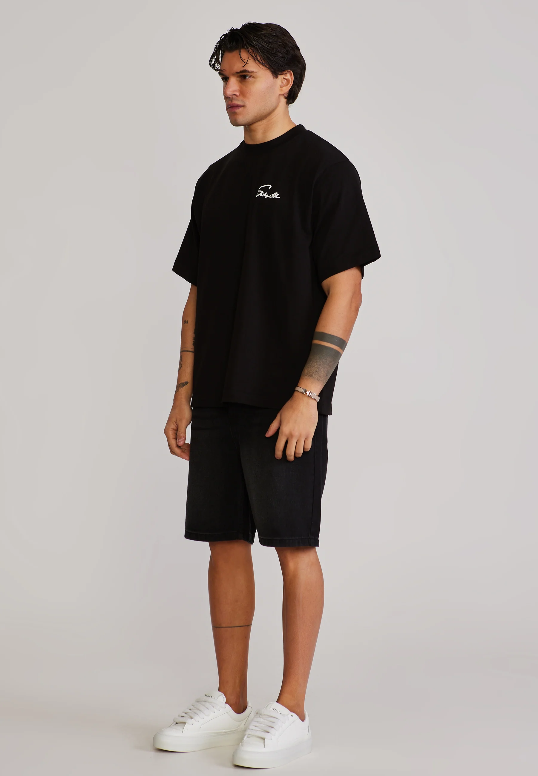 Washed Black Denim Shorts - Image 4