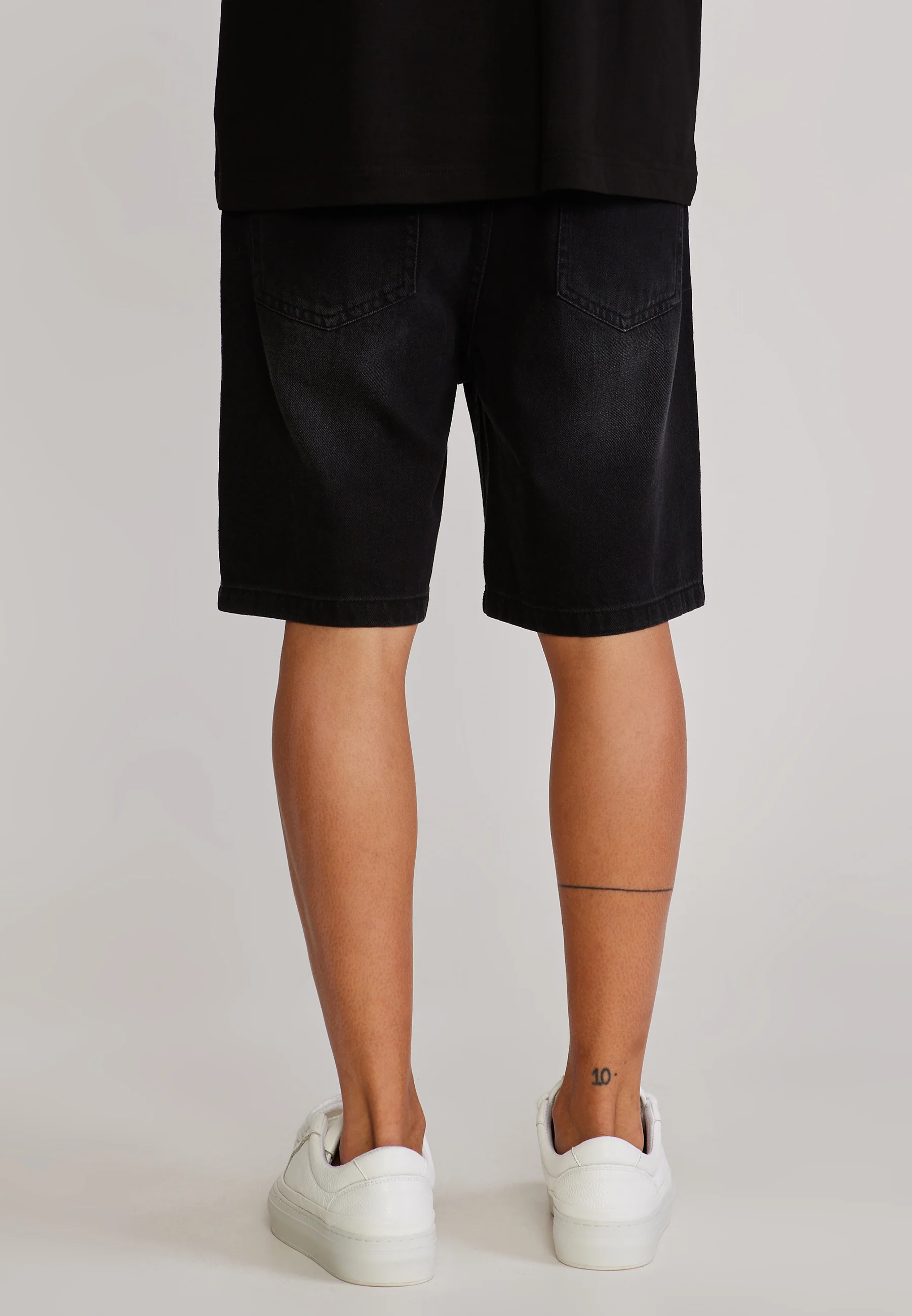 Washed Black Denim Shorts - Image 5