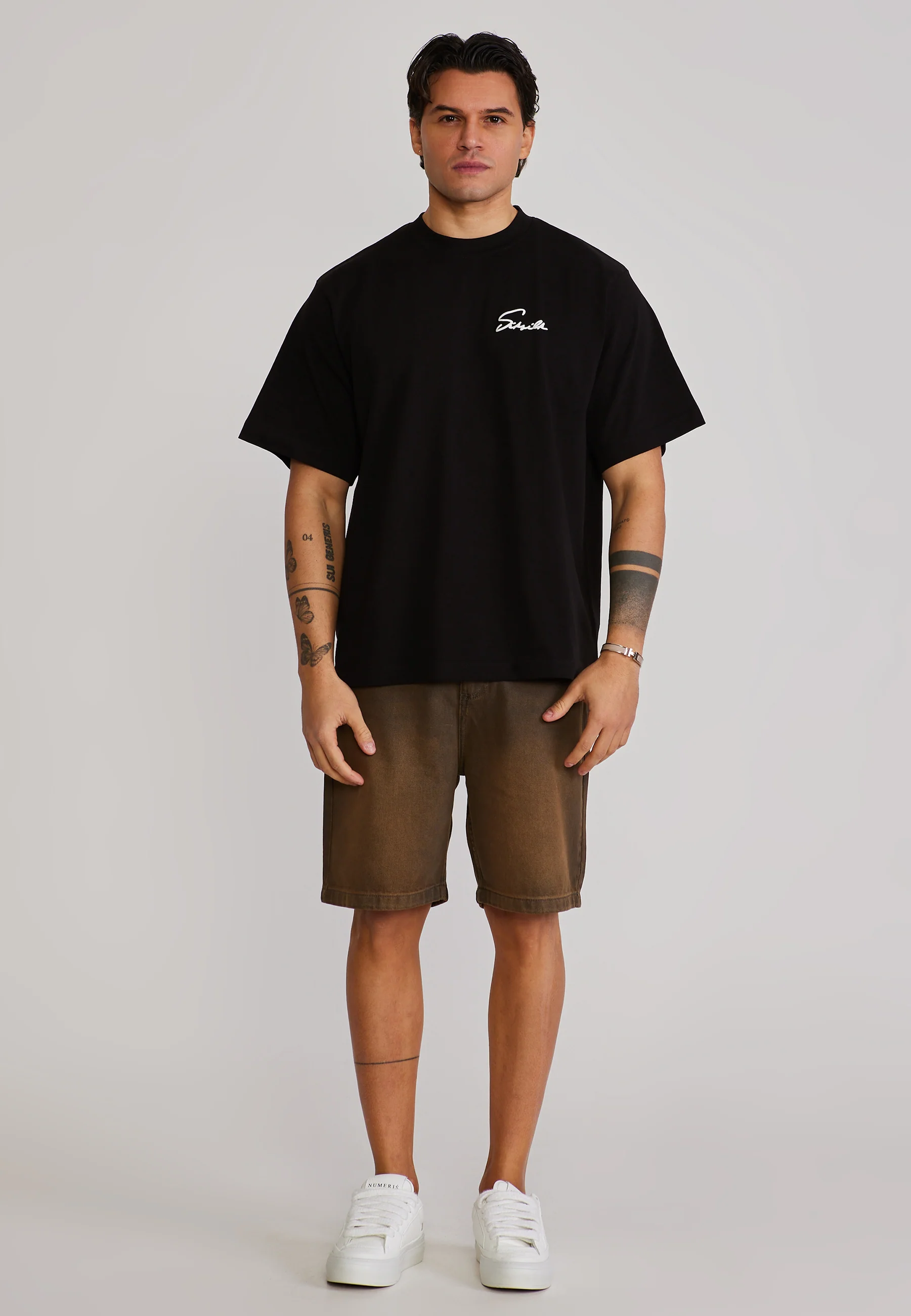 Washed Brown Denim Shorts - Image 2