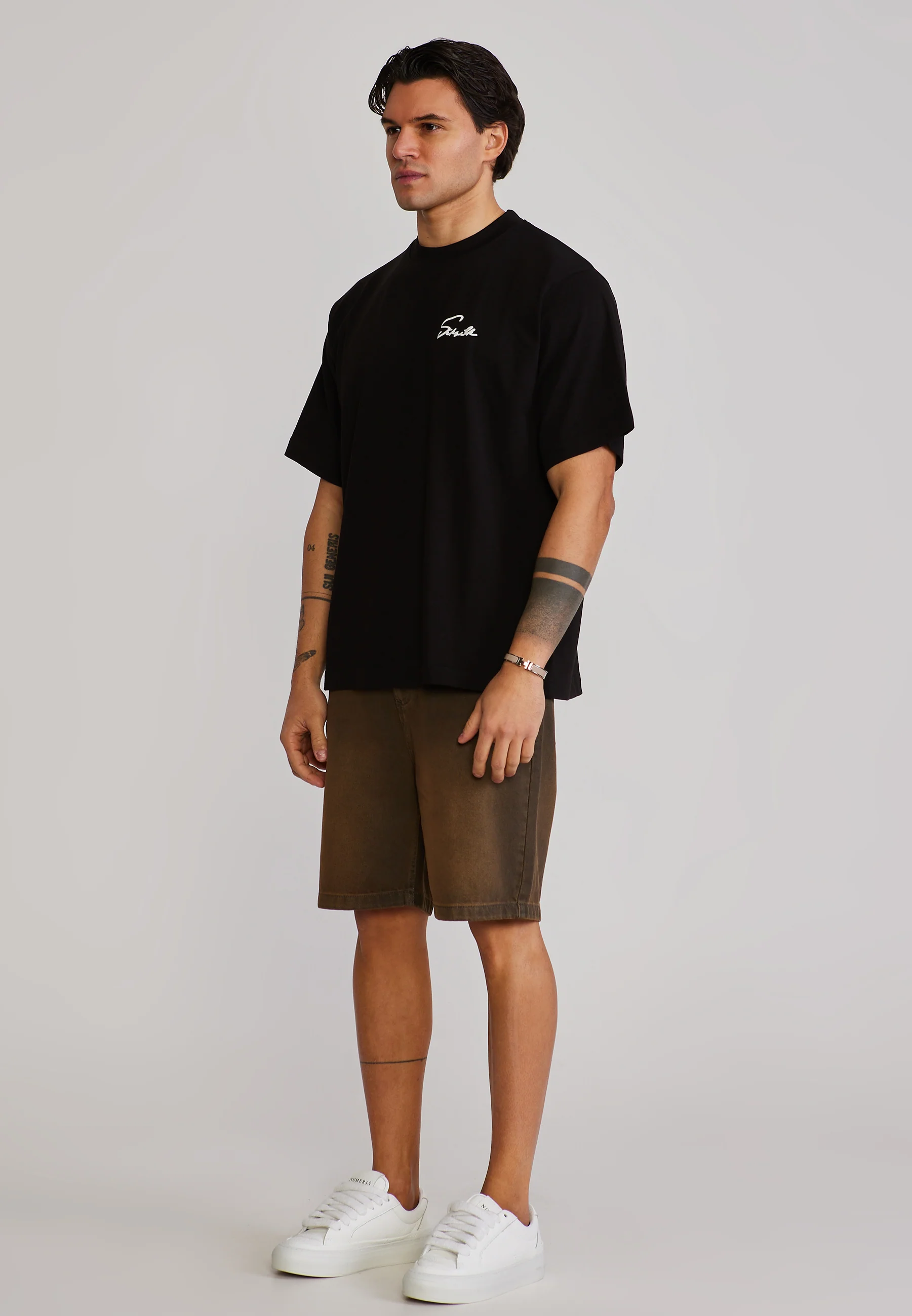 Washed Brown Denim Shorts - Image 4