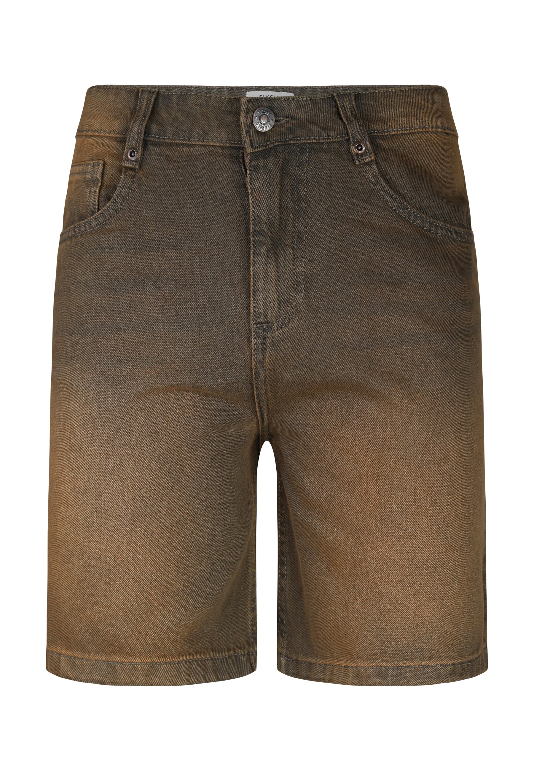 Washed Brown Denim Shorts - Image 6