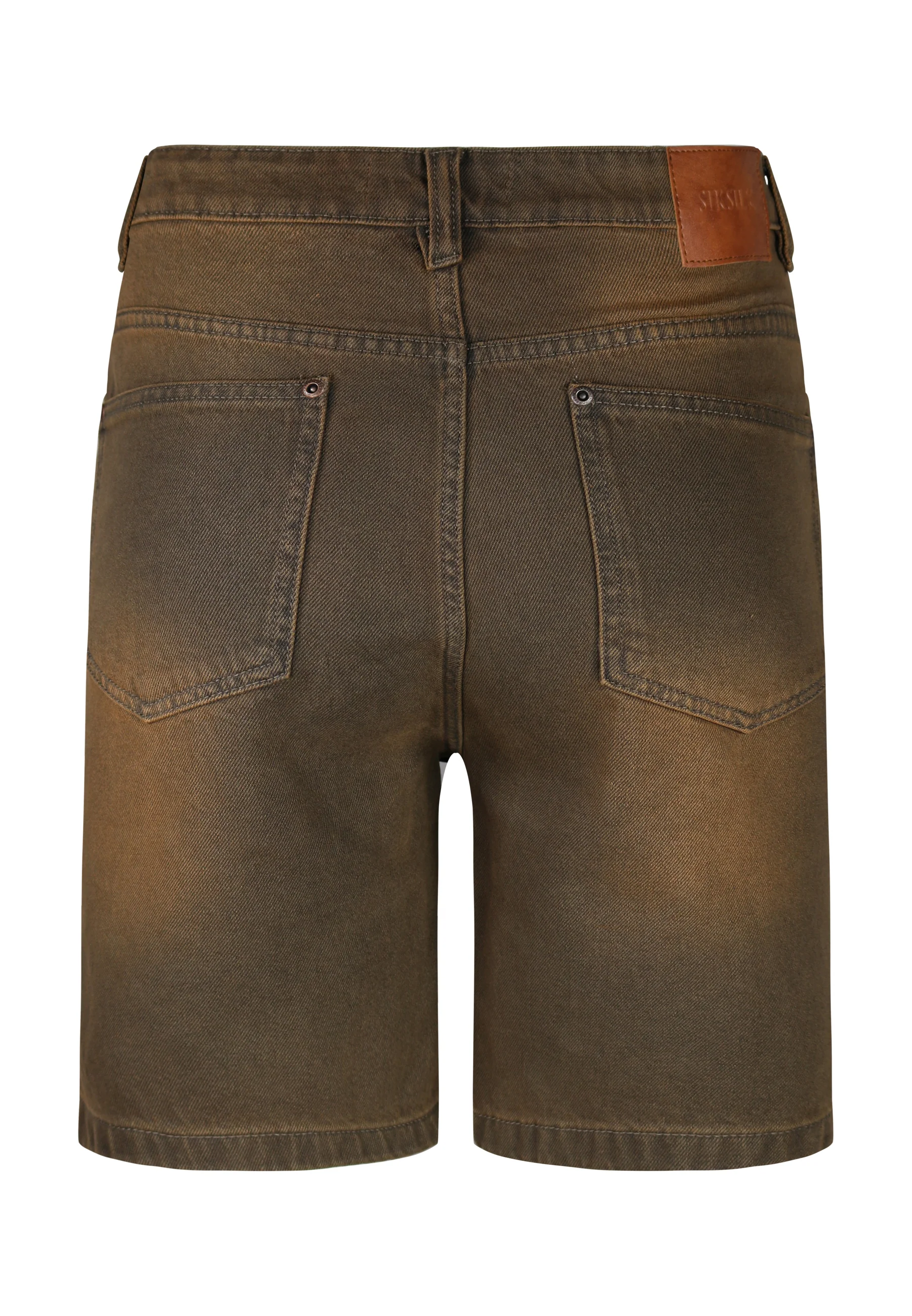 Washed Brown Denim Shorts - Image 7