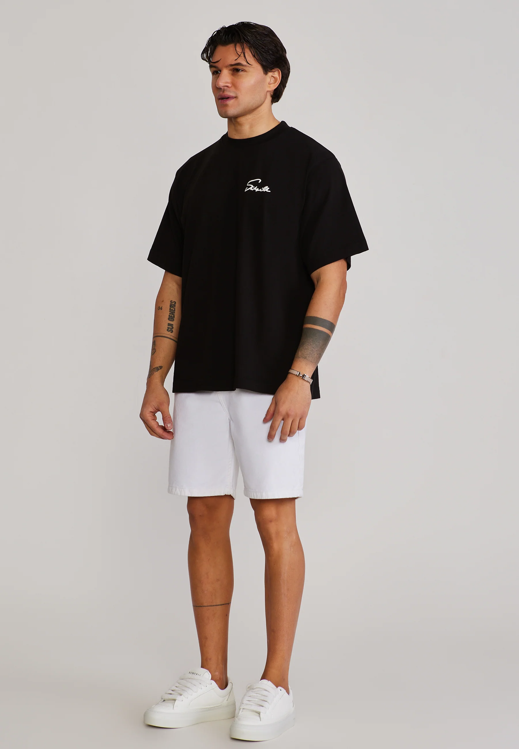 Washed Ecru Denim Shorts - Image 4