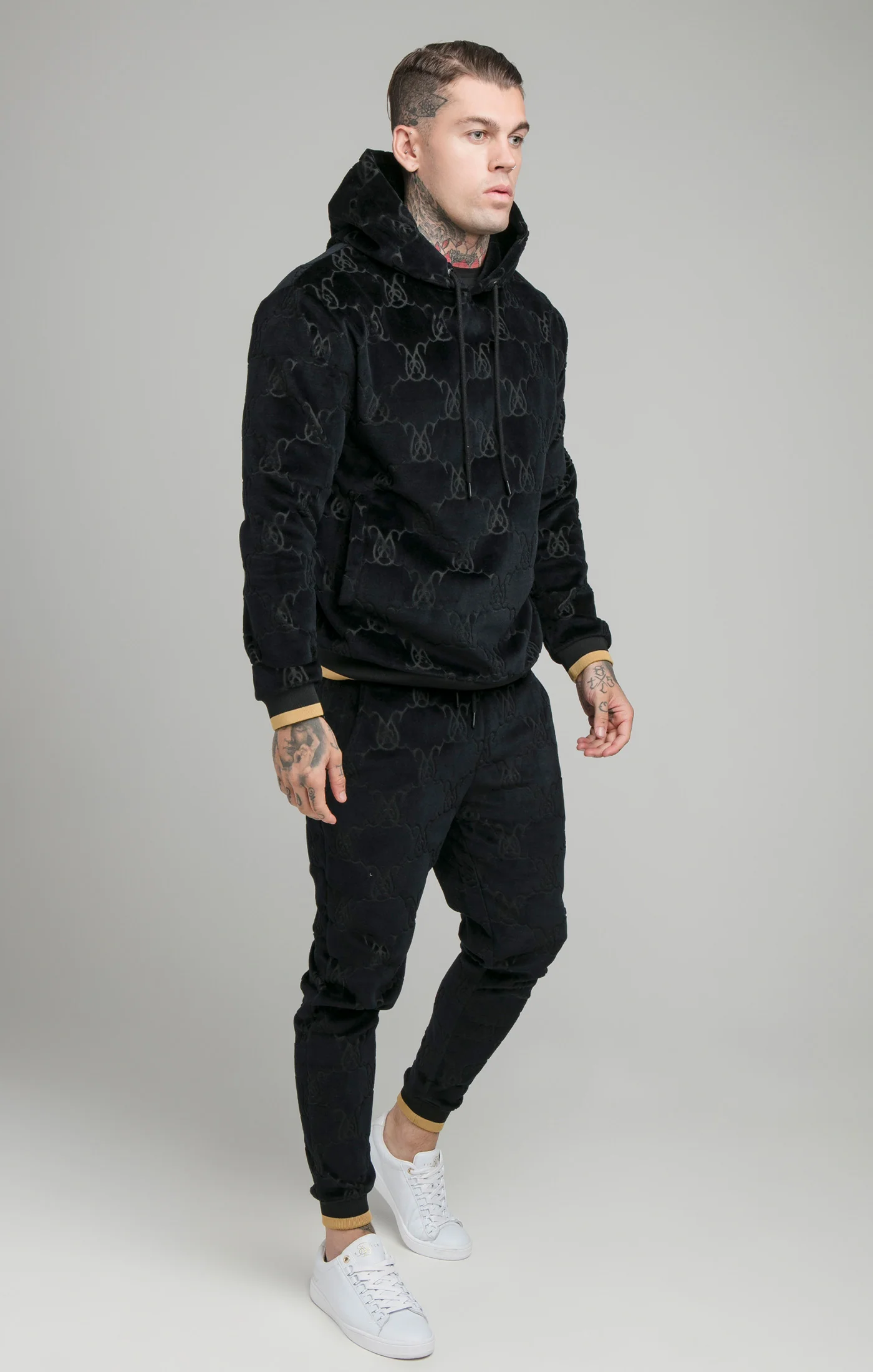 Black Devore Velvet Overhead Hoodie - Image 4