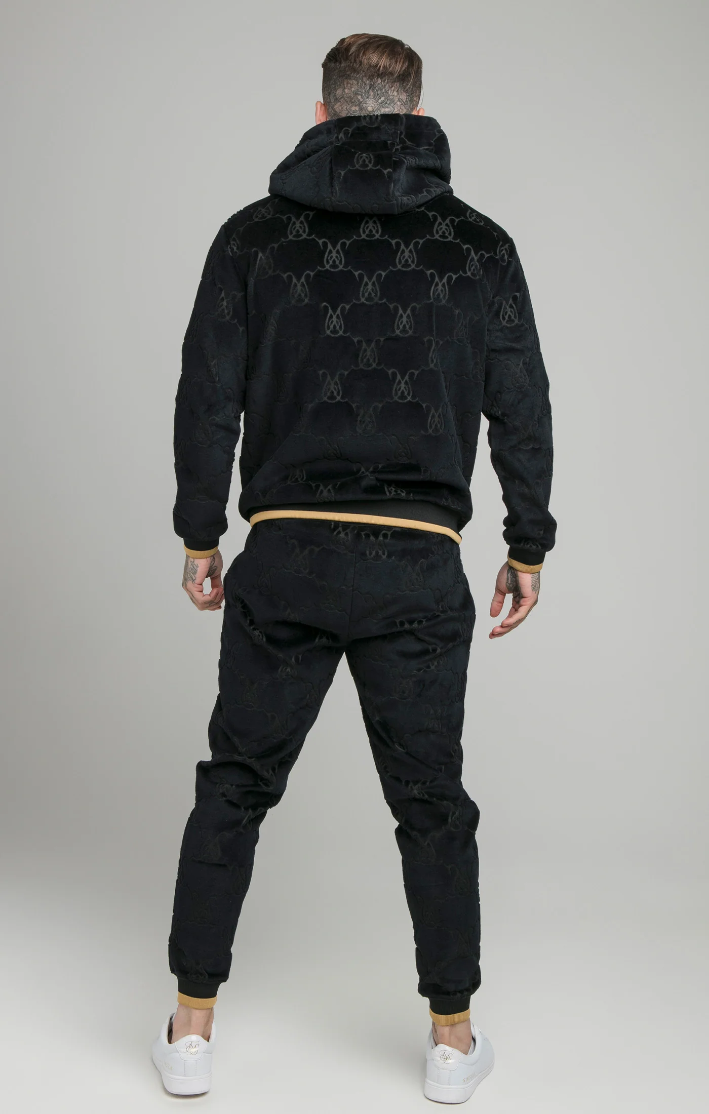 Black Devore Velvet Overhead Hoodie - Image 5