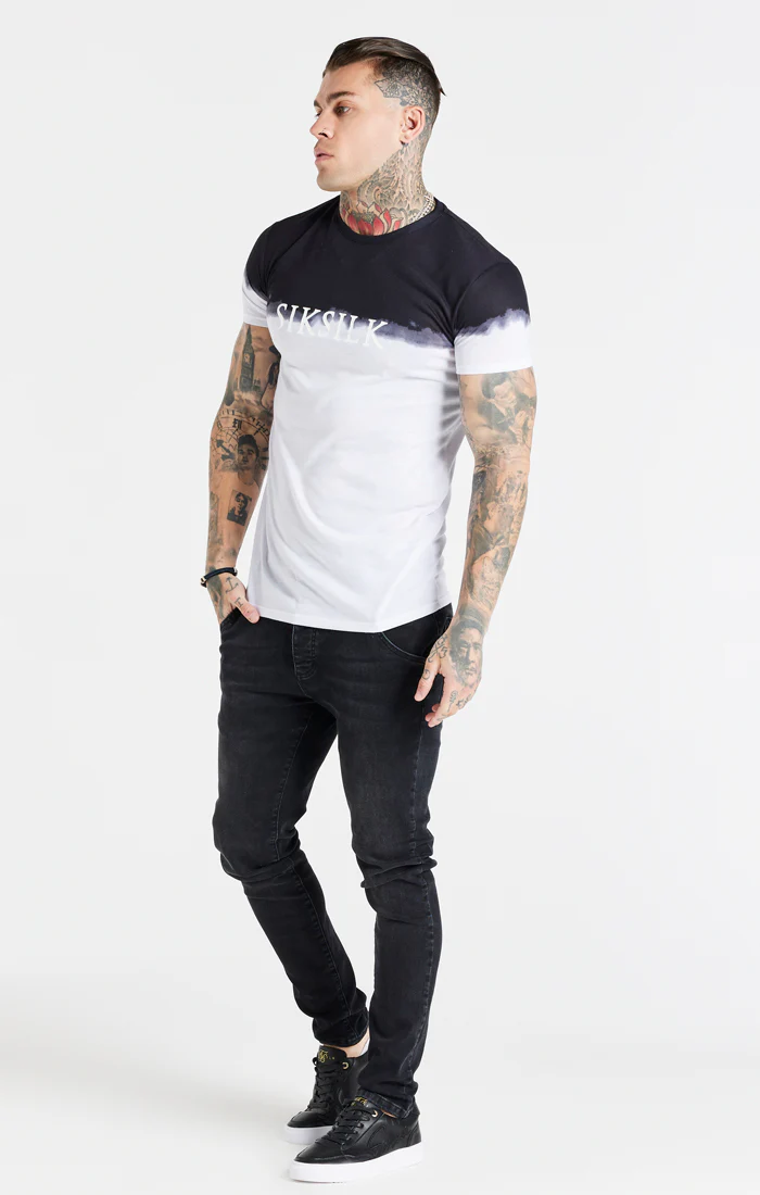 White Dip Dye Fade Muscle T-Shirt - Image 5