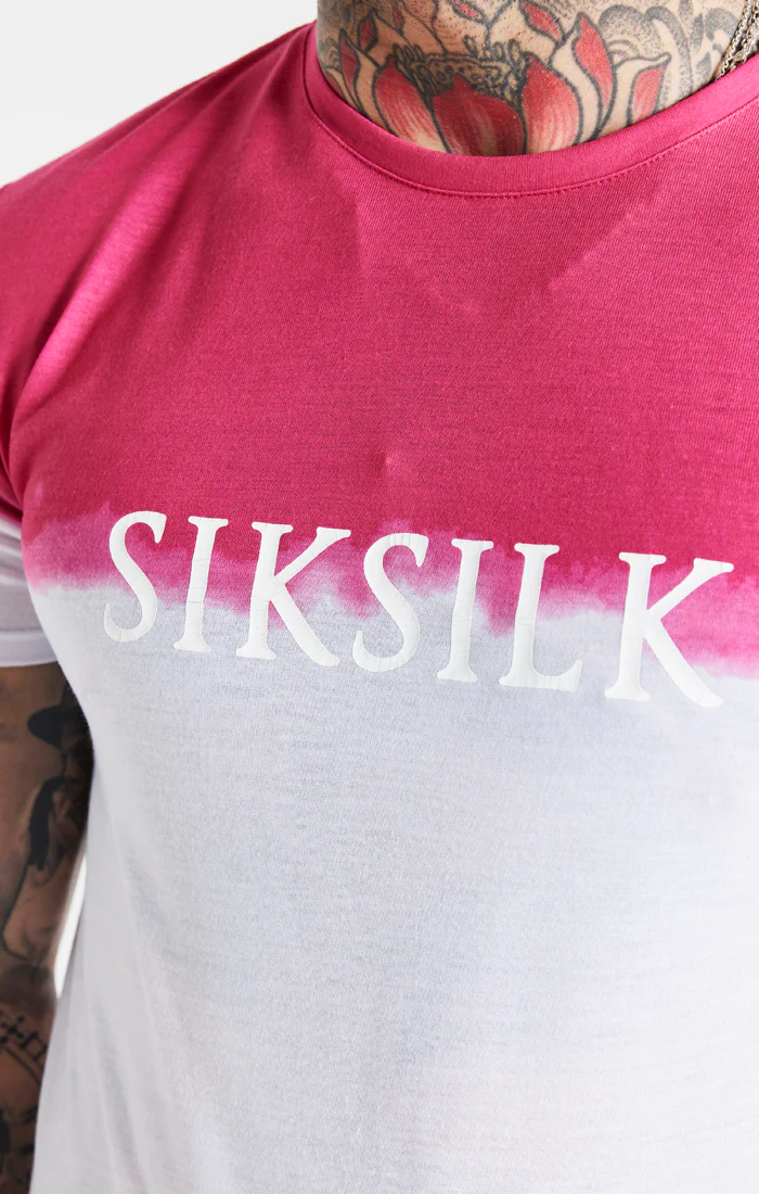 White Dip Dye Fade Muscle Fit T-Shirt - Image 2