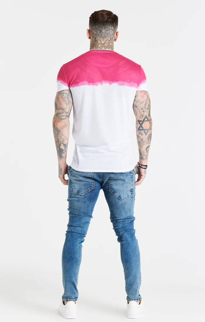 White Dip Dye Fade Muscle Fit T-Shirt - Image 5