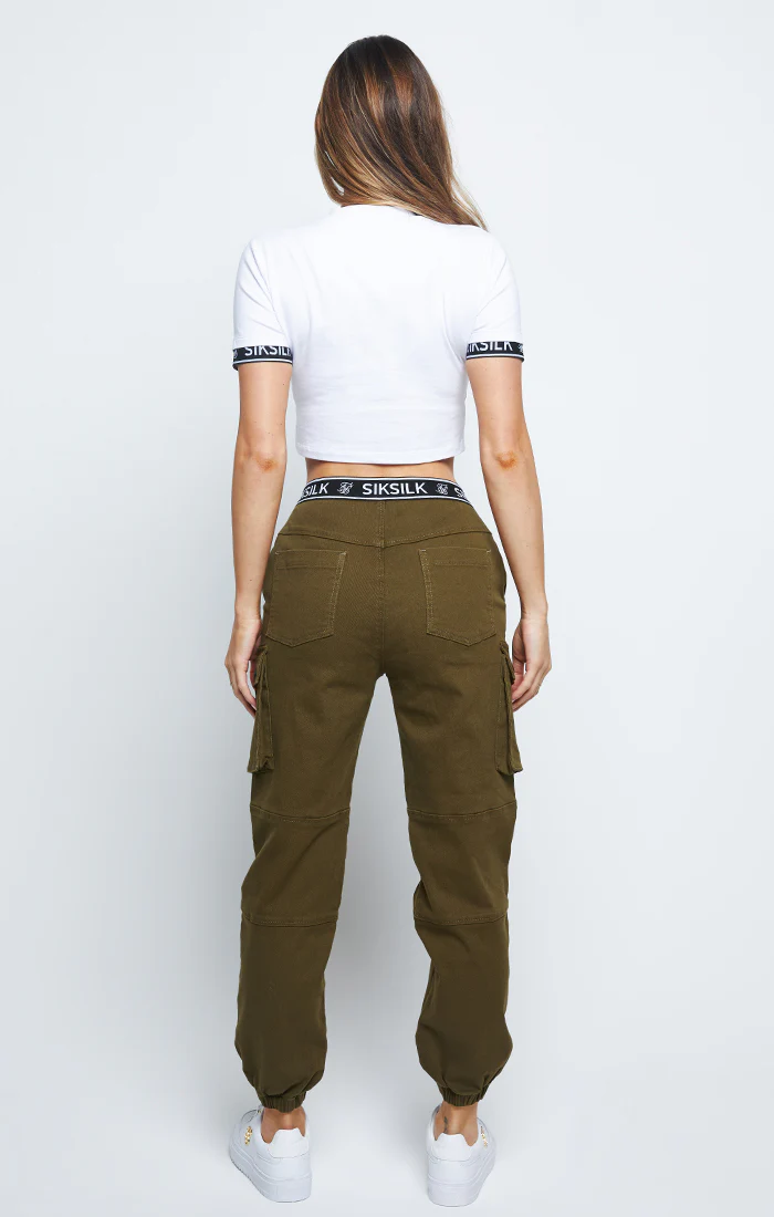SikSilk Distressed Cargo Jogger - Khaki - Image 3