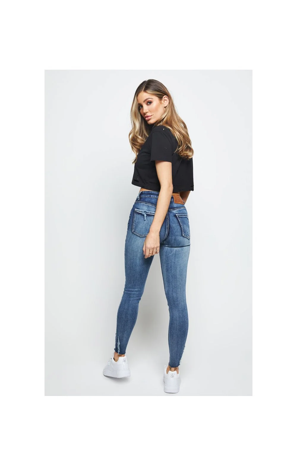SikSilk Distressed Crop Tee - Black - Image 6
