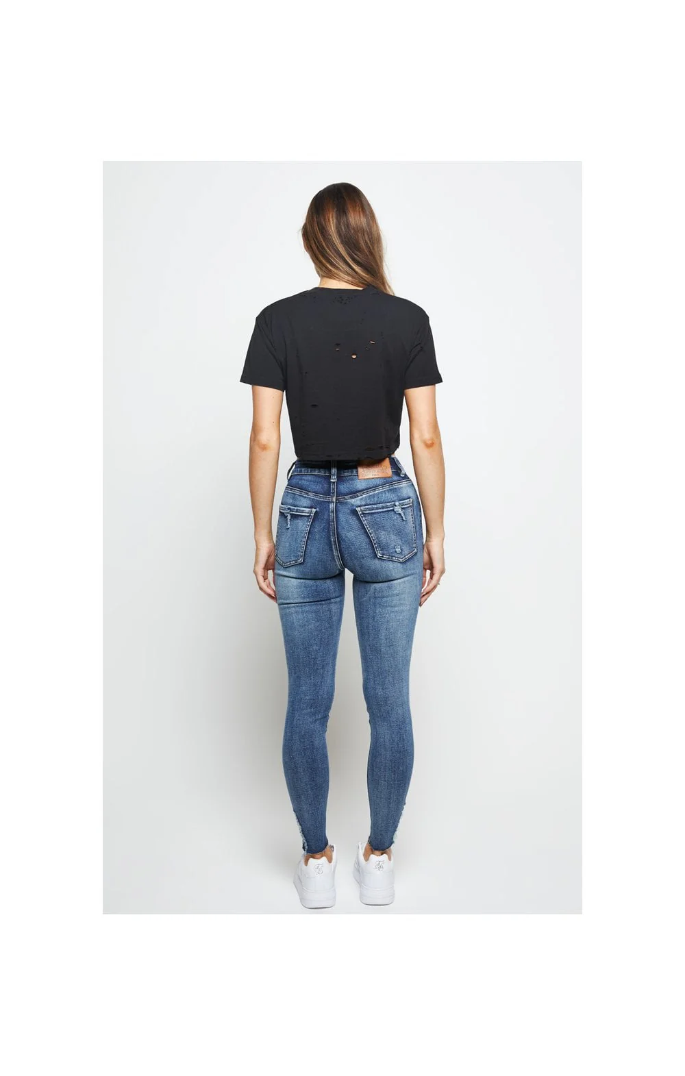 SikSilk Distressed Crop Tee - Black - Image 7