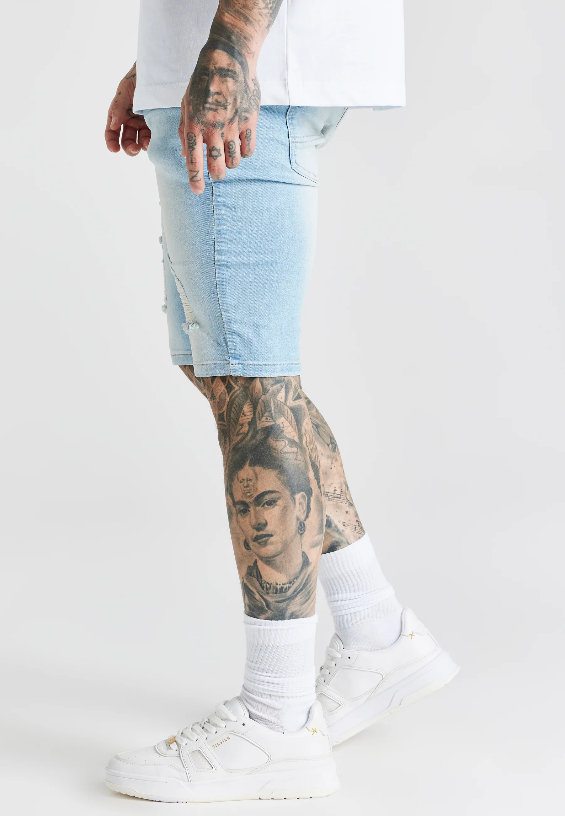 Blue Distressed Denim Short - Image 2