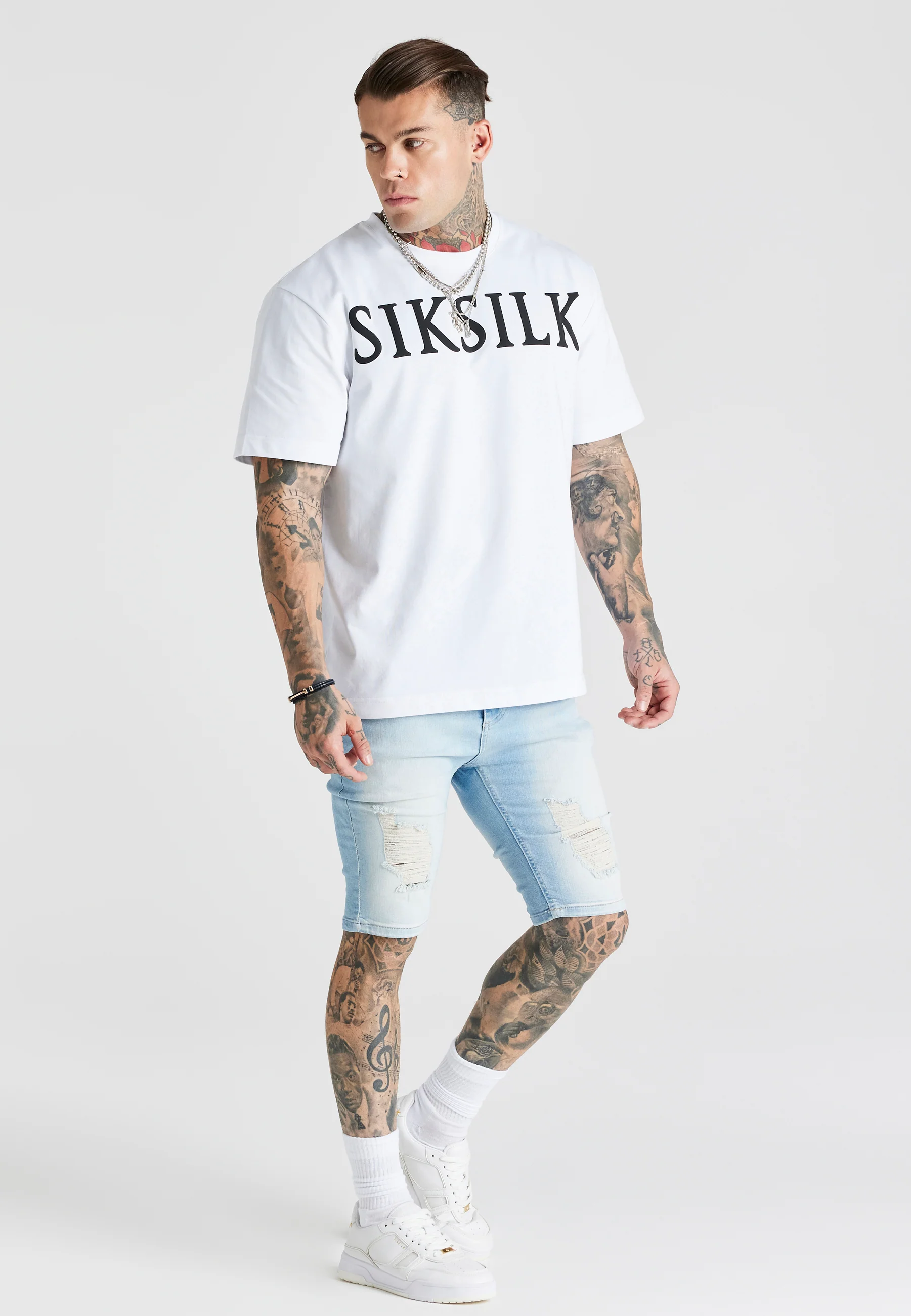 Blue Distressed Denim Short - Image 3
