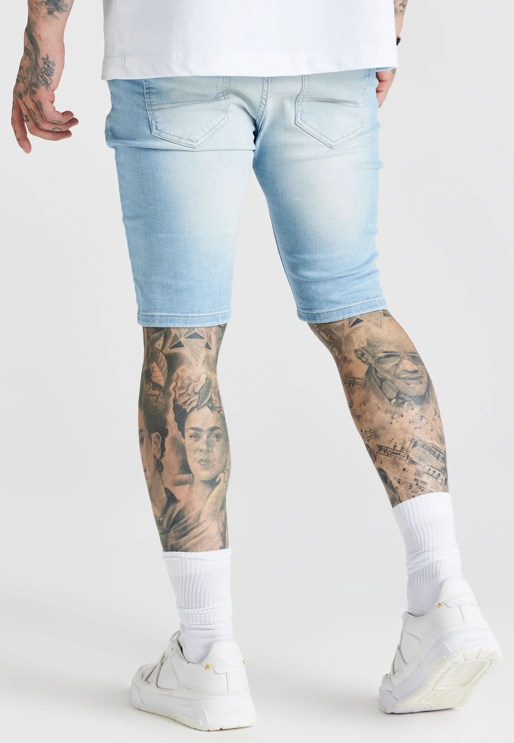 Blue Distressed Denim Short - Image 4