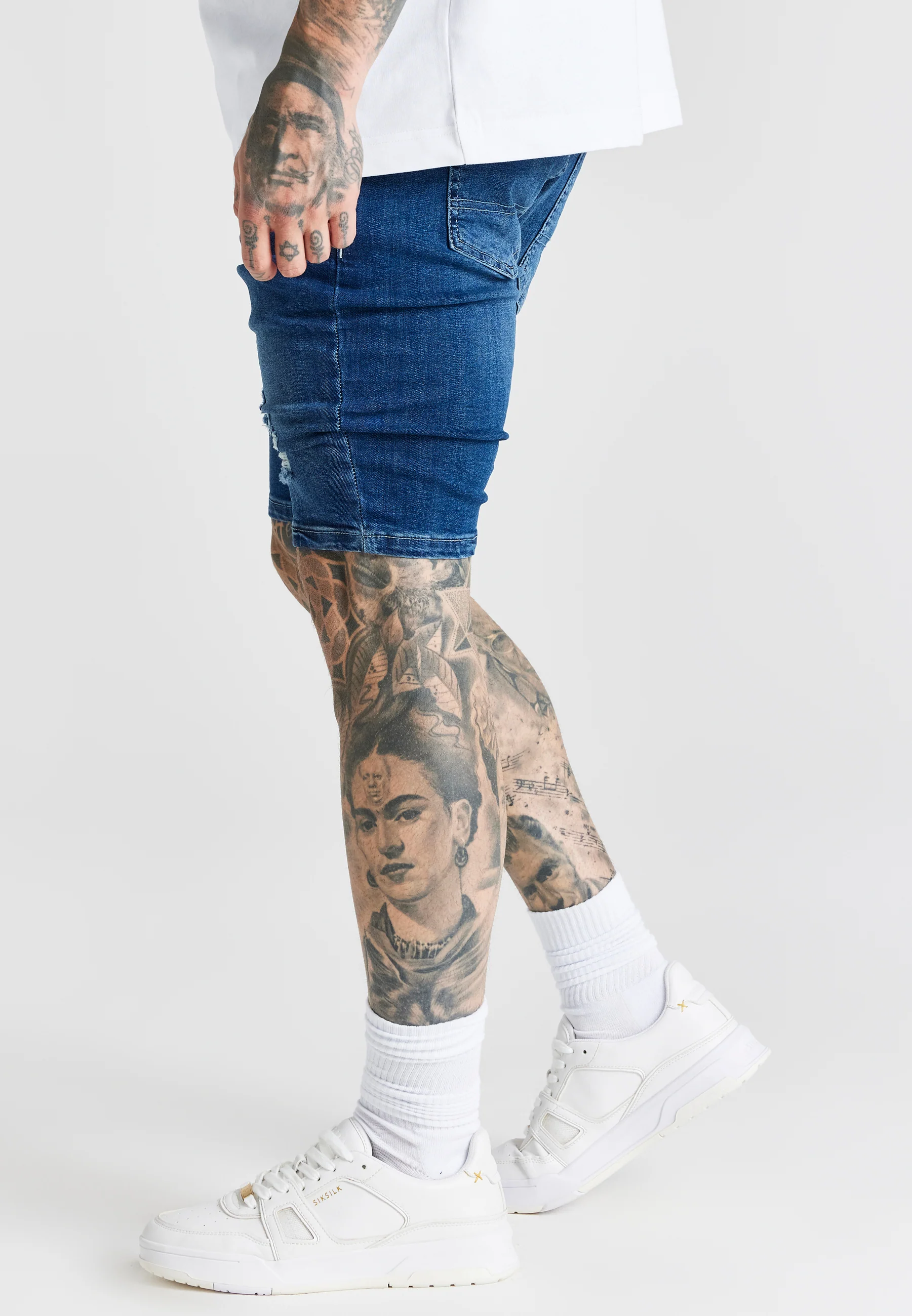 Blue Distressed Denim Short - Image 2