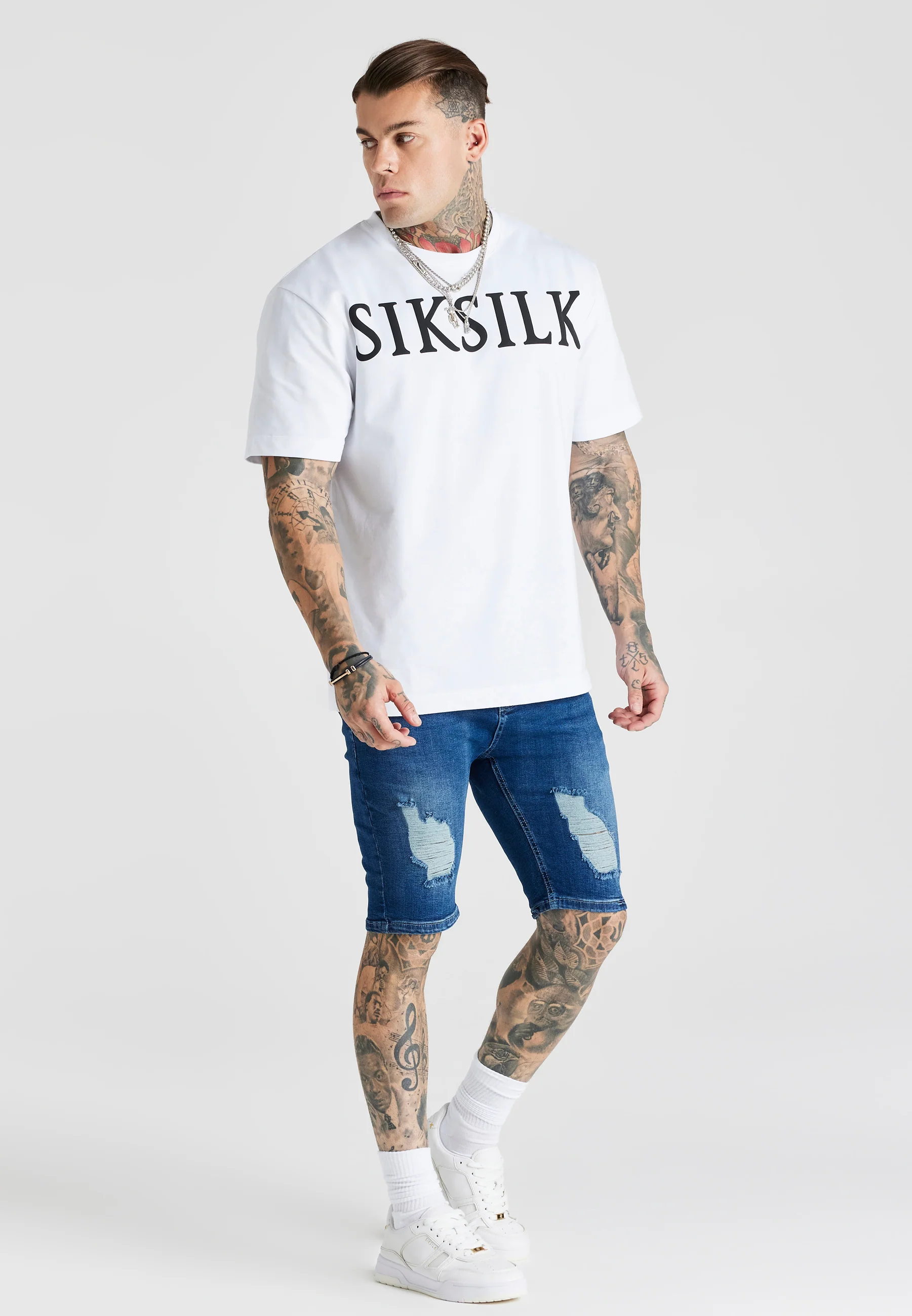 Blue Distressed Denim Short - Image 3