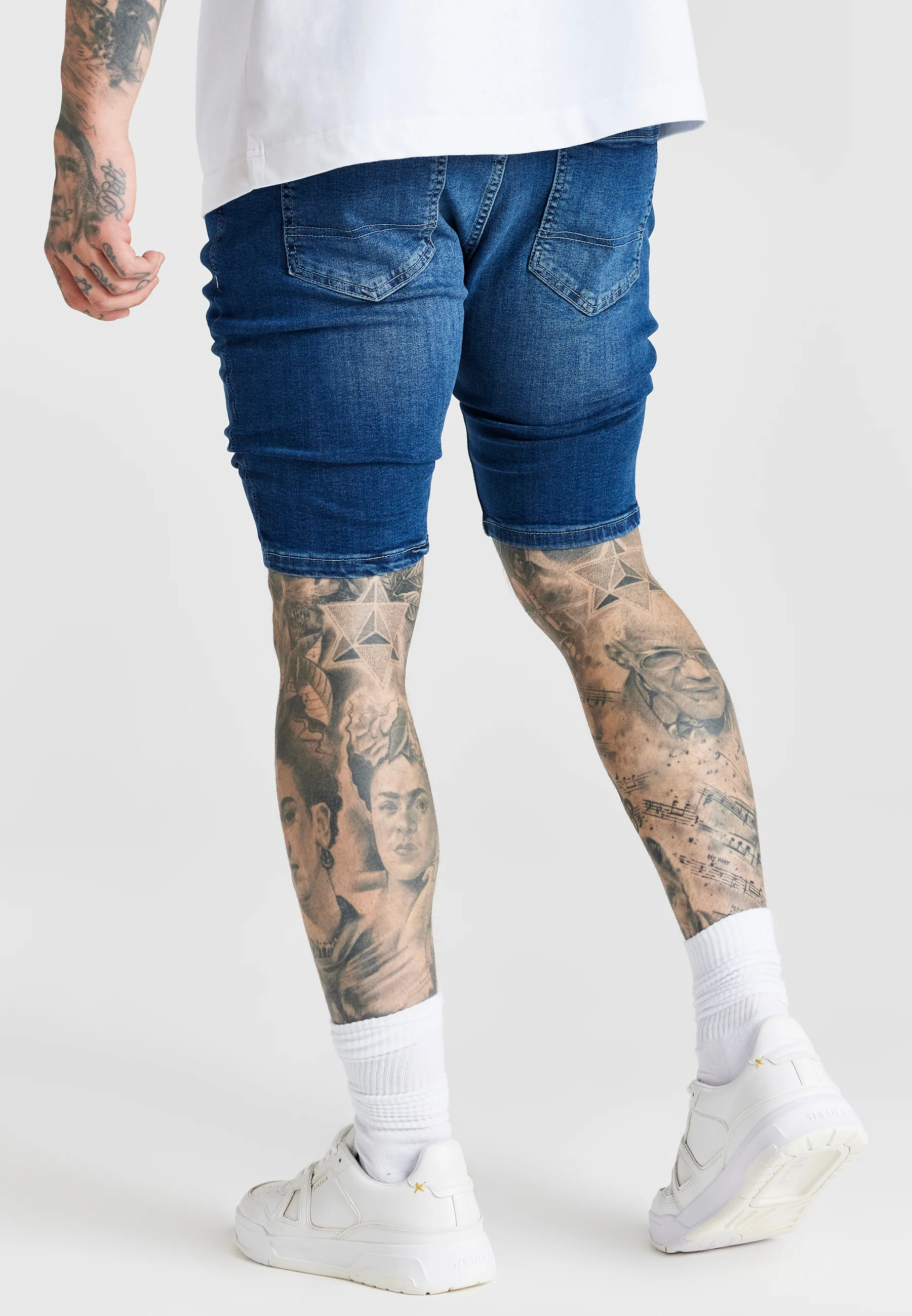 Blue Distressed Denim Short - Image 4