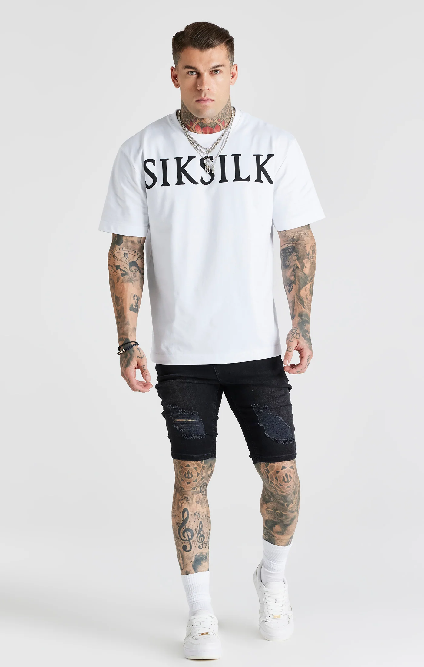 Black Distressed Denim Short - Image 3