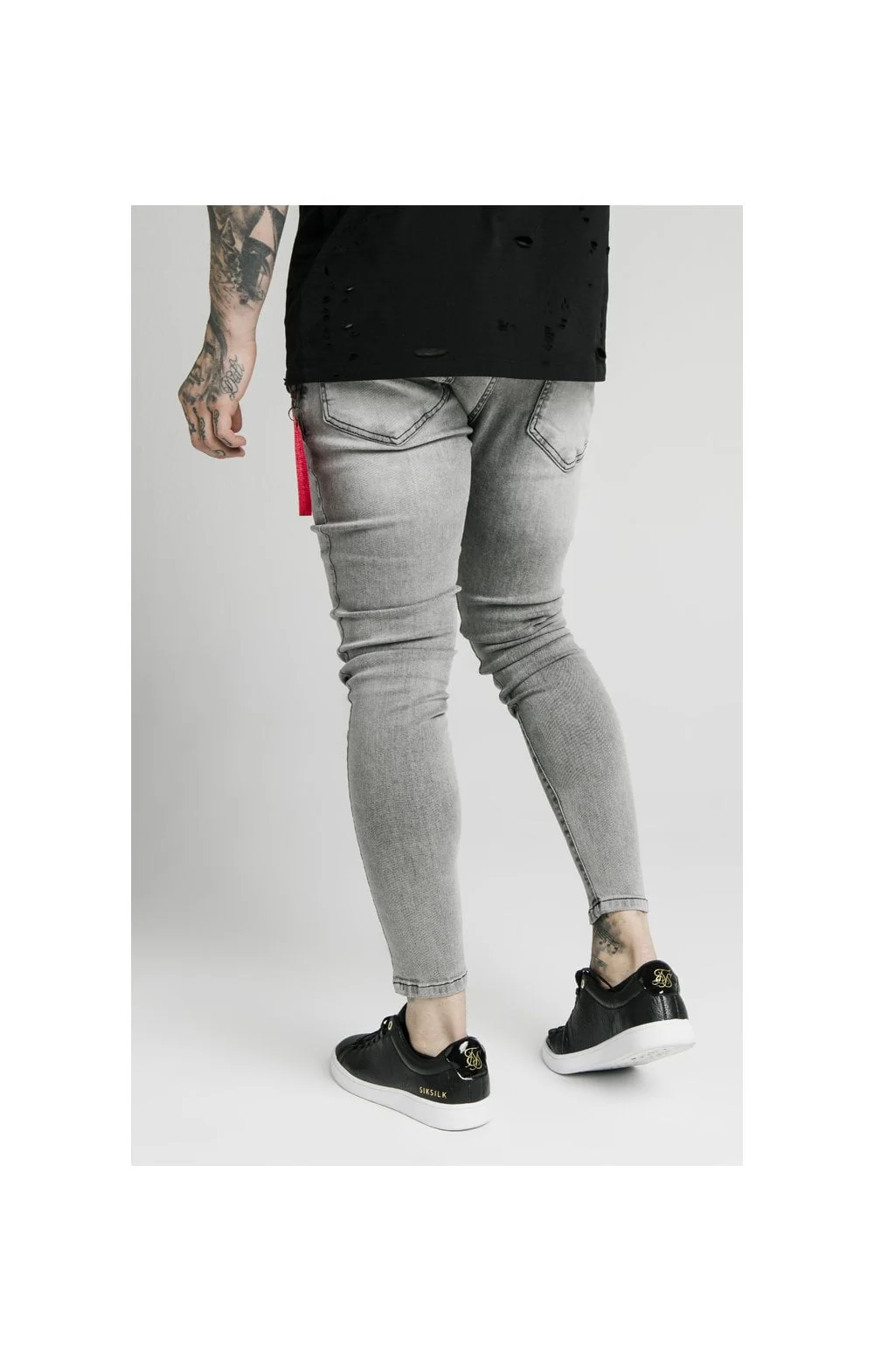 SikSilk Distressed Flight Jeans – Snow Wash - Image 3