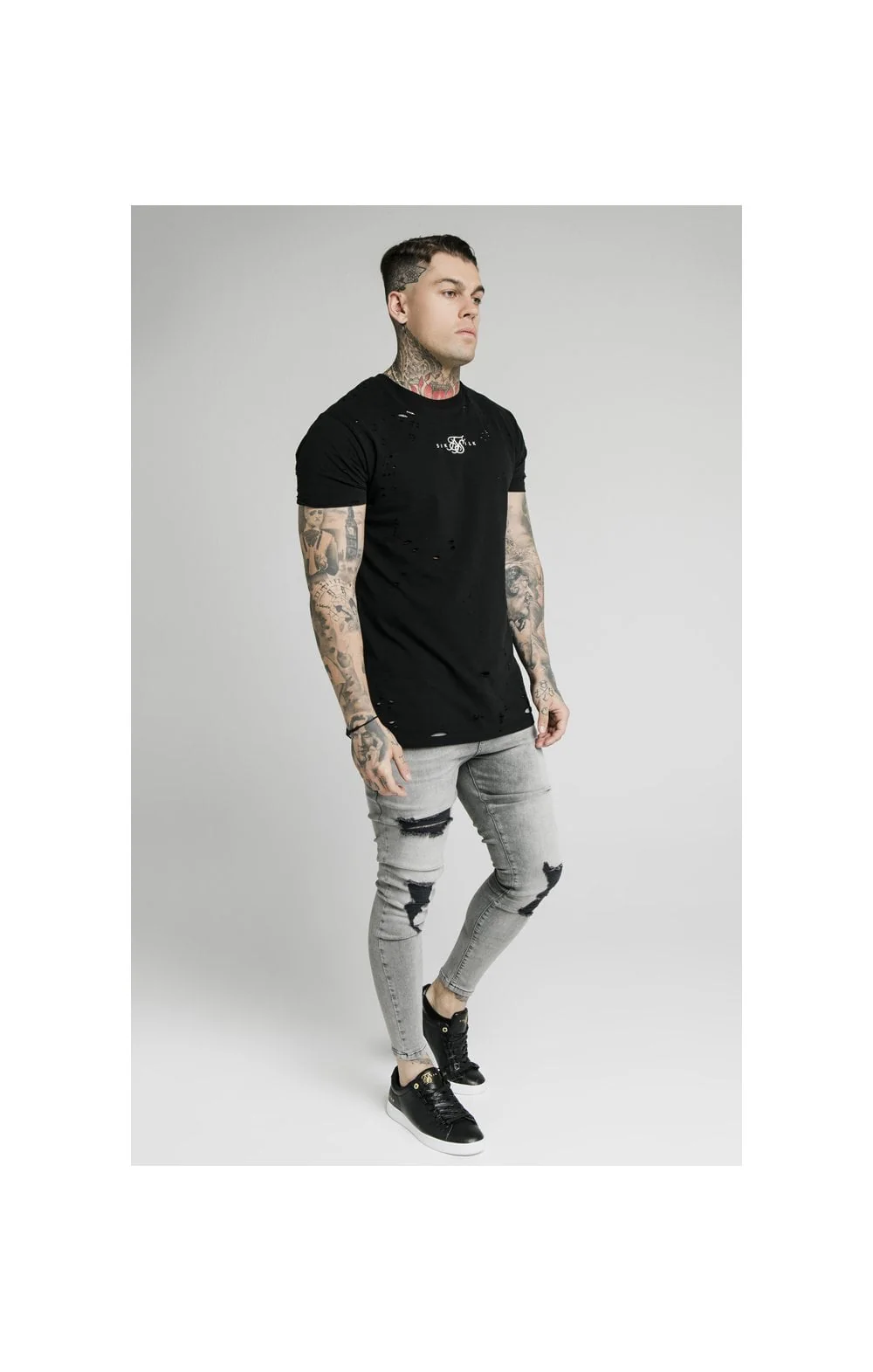 SikSilk Distressed Flight Jeans – Snow Wash - Image 6