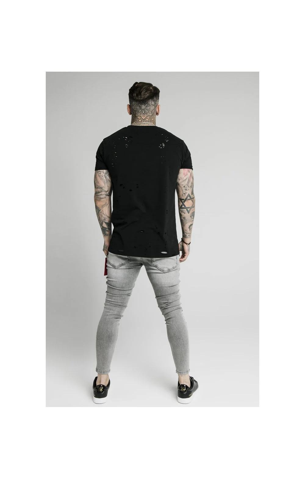 SikSilk Distressed Flight Jeans – Snow Wash - Image 7
