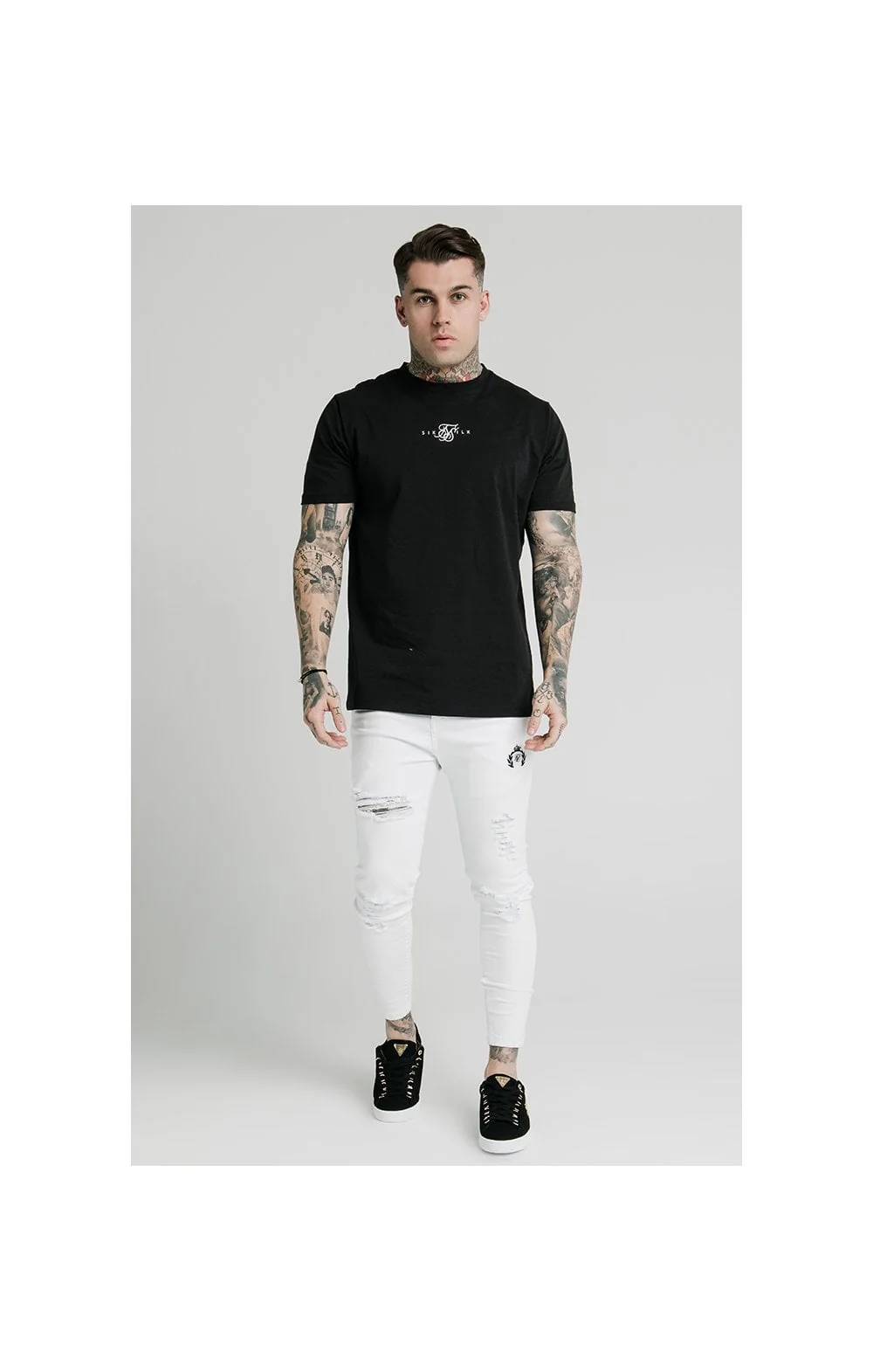 SikSilk Distressed Prestige Skinny Denims - White - Image 5