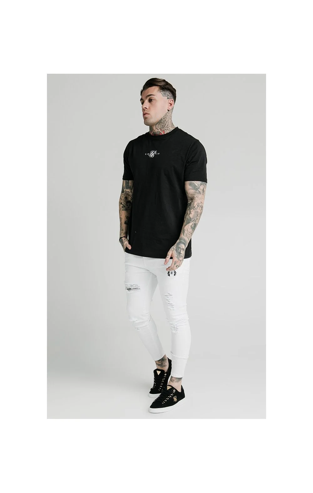 SikSilk Distressed Prestige Skinny Denims - White - Image 6