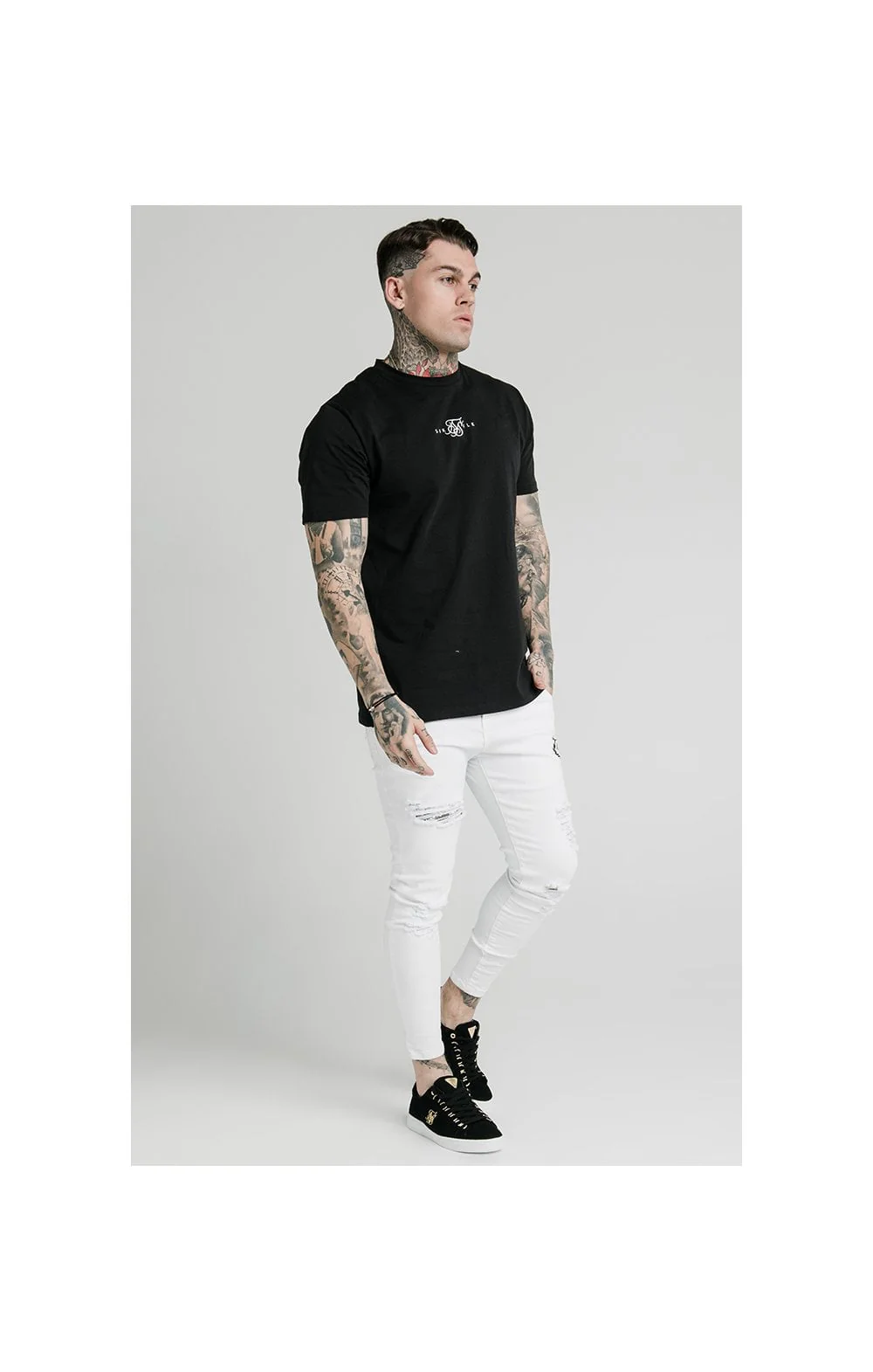 SikSilk Distressed Prestige Skinny Denims - White - Image 7