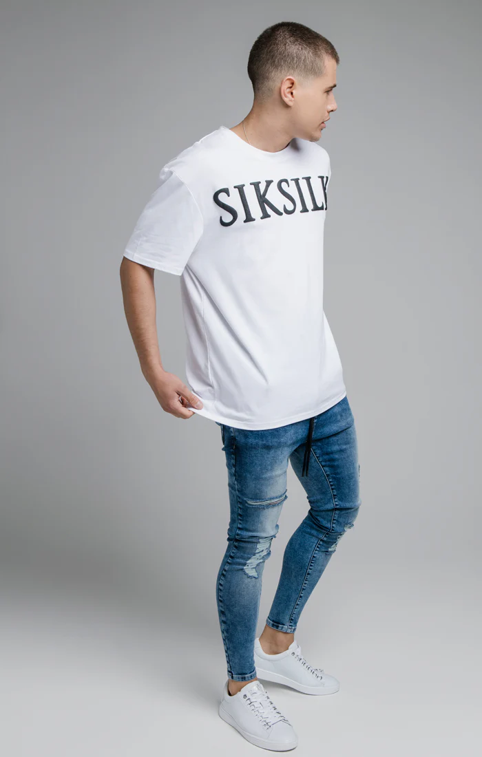 Blue Distressed Elasticated Jean - Image 2