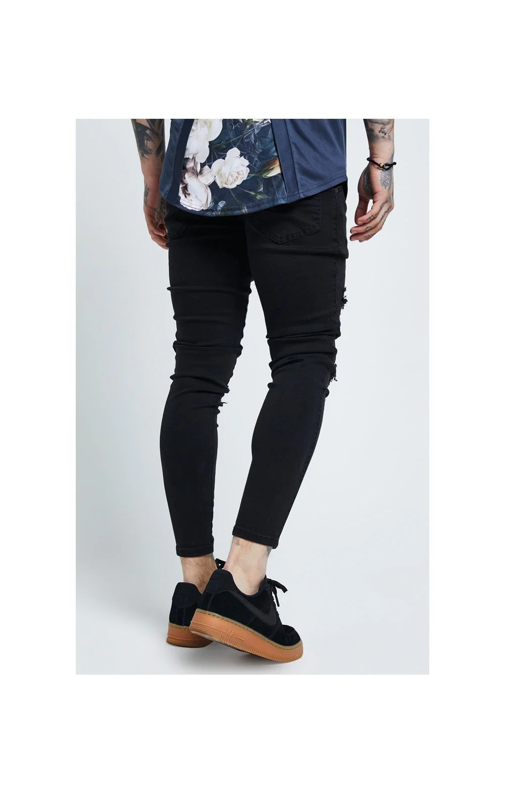 SikSilk Distressed Skinny Jeans – Black - Image 3