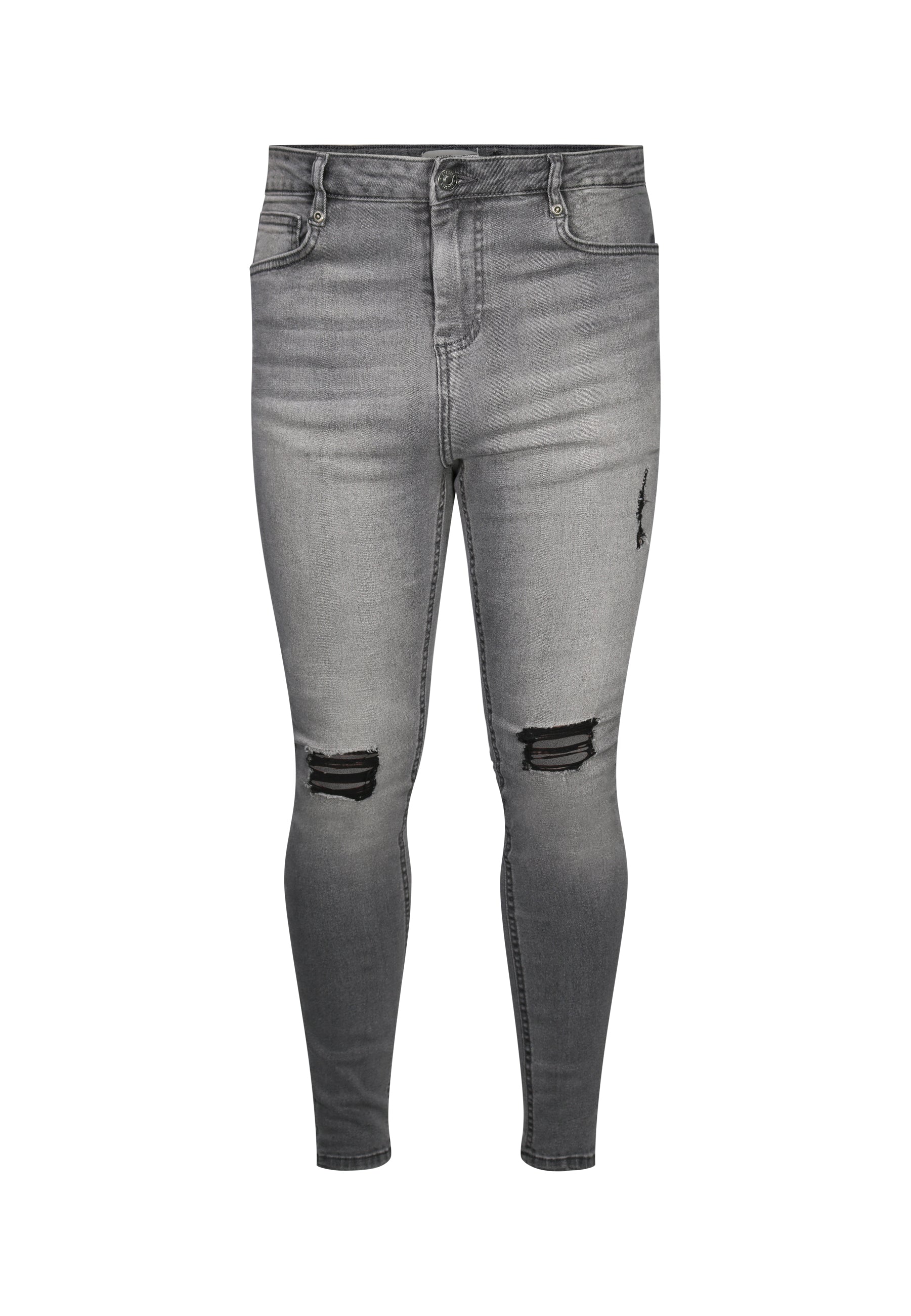 Grey Distressed Skinny Jeans - Image 6