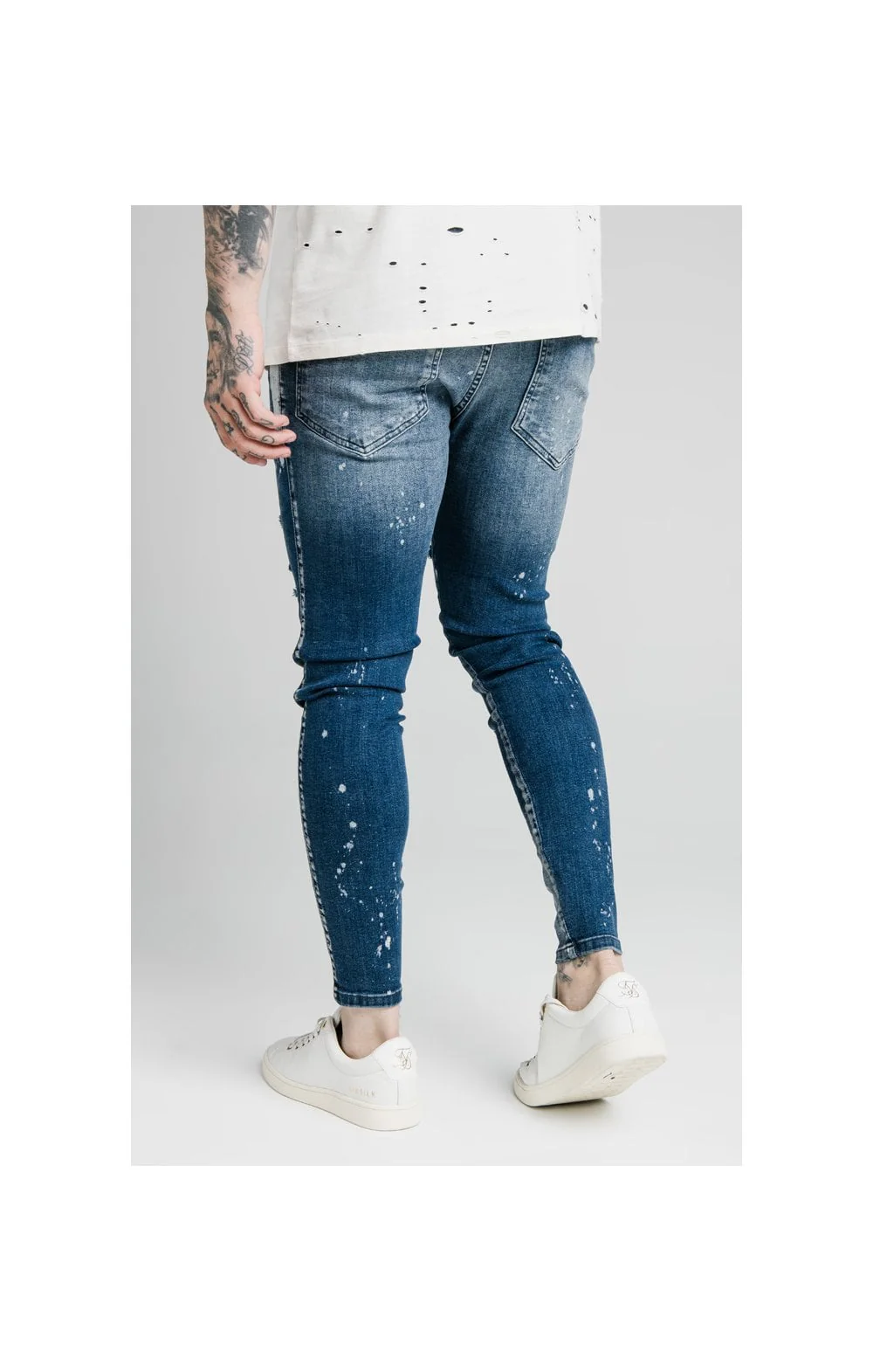 SikSilk Distressed Skinny Riot Wash Jeans - Raw Blue - Image 2