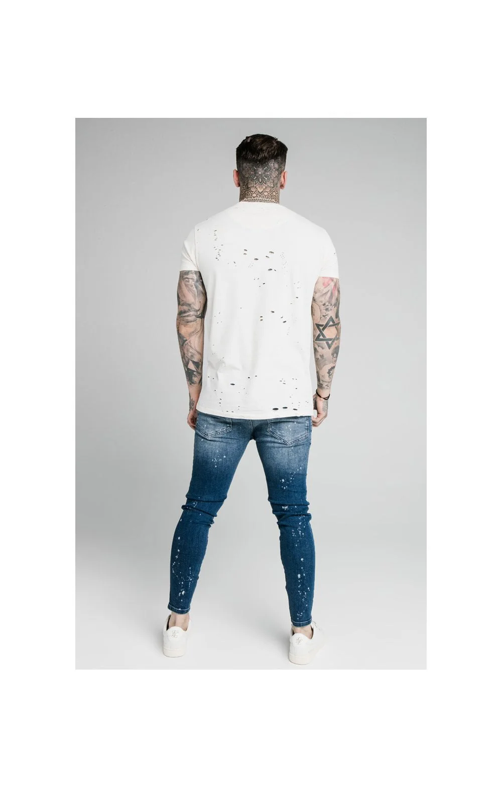 SikSilk Distressed Skinny Riot Wash Jeans - Raw Blue - Image 5
