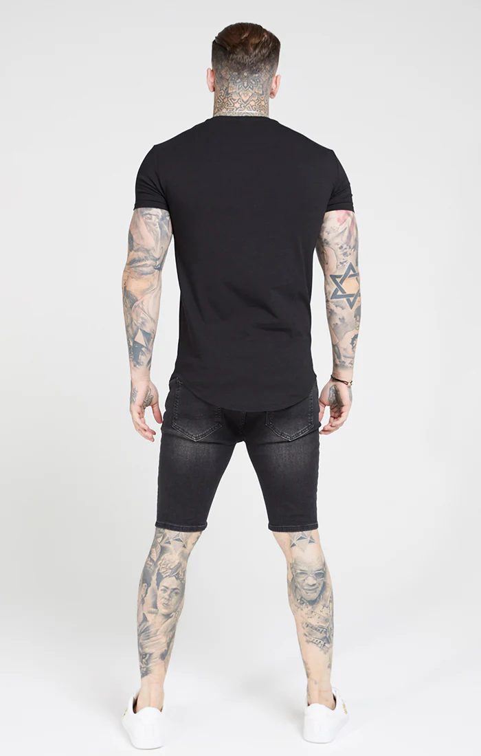 Black Skinny Distressed Denim Short - Image 5