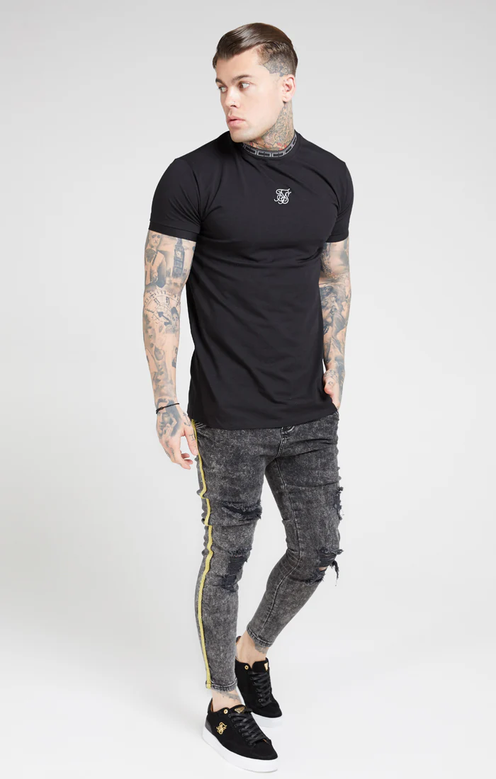 Grey Distressed Taped Skinny Denim - Image 4