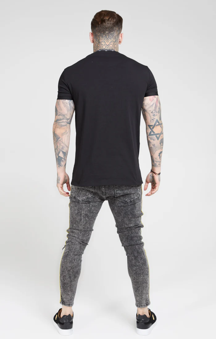 Grey Distressed Taped Skinny Denim - Image 5