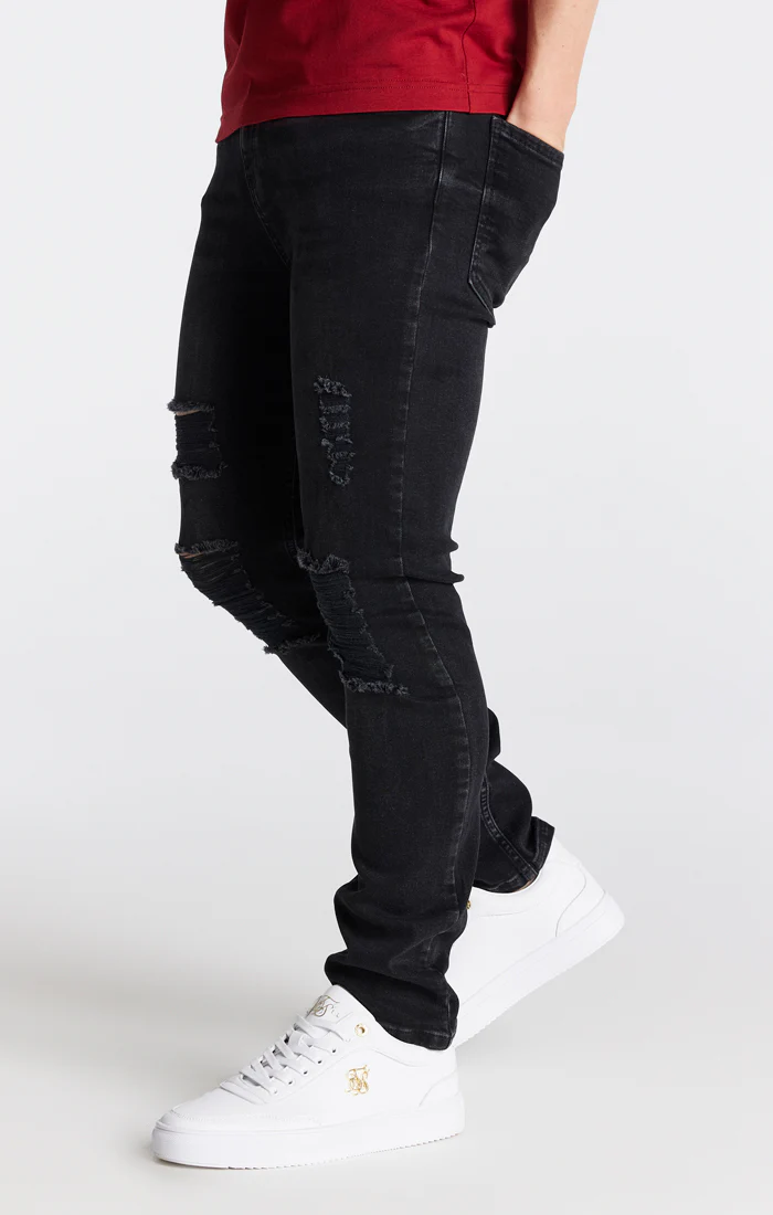 Boys Black Distressed Slim Denim Jean - Image 2