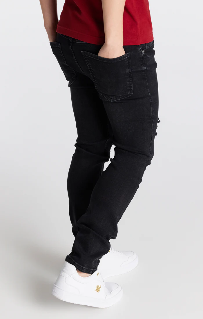 Boys Black Distressed Slim Denim Jean - Image 4