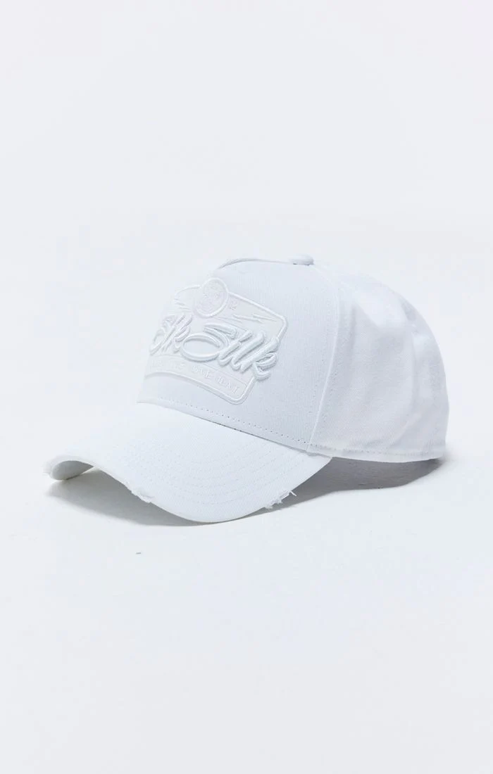 White Distressed Volt Patch Trucker Cap