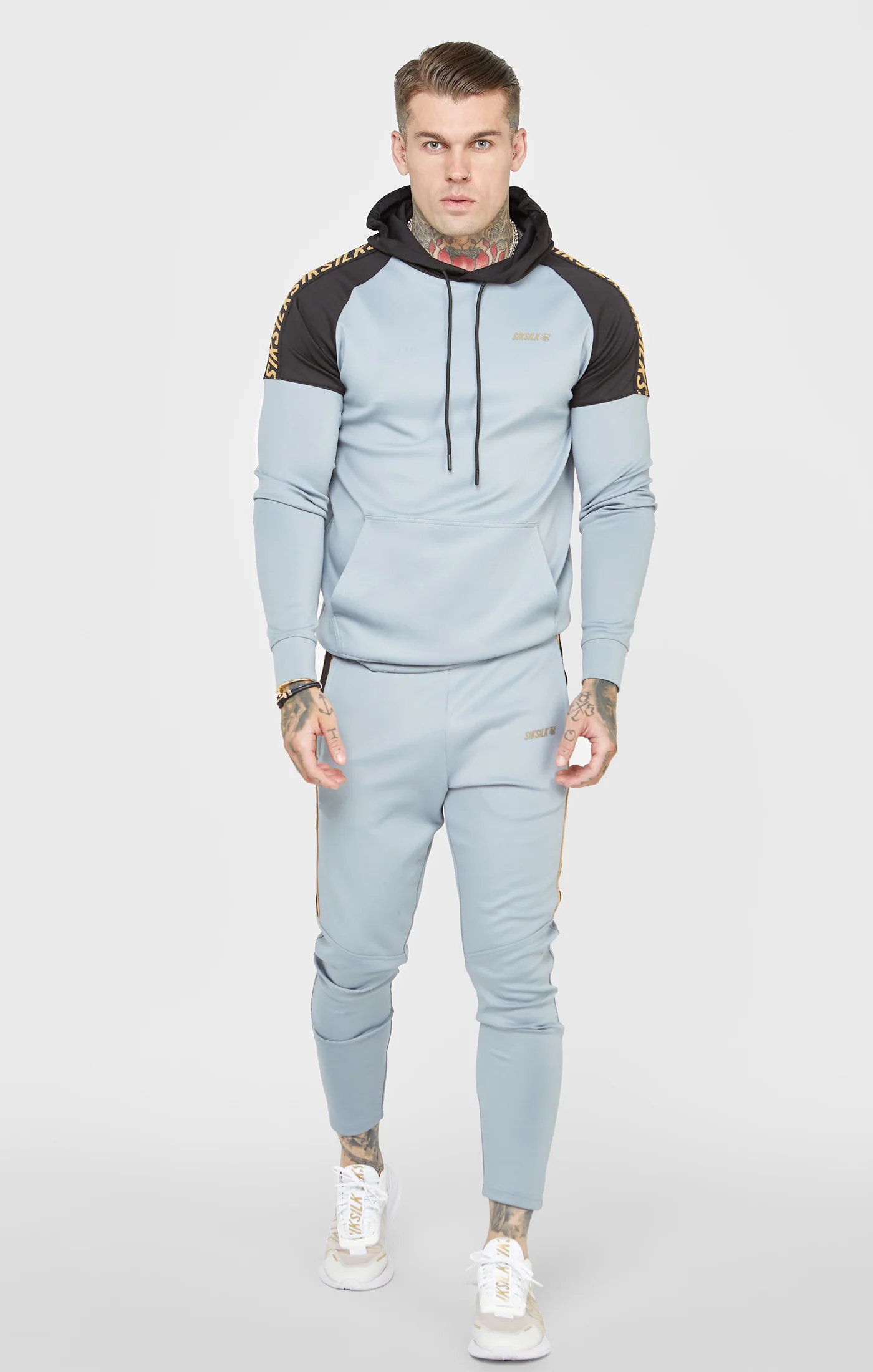 Grey Sports Panelled Overhead Hoodie - Image 3