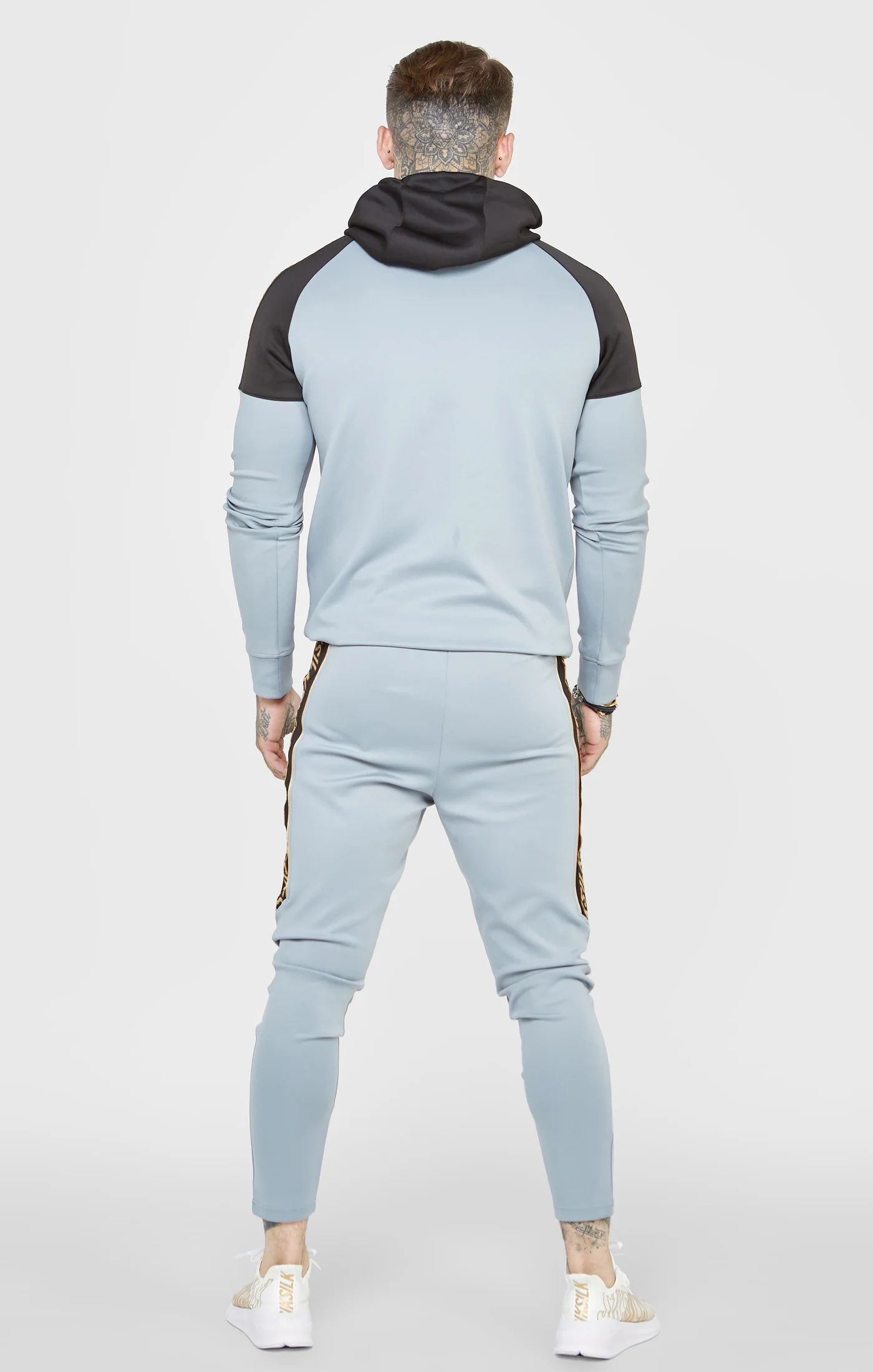Grey Sports Panelled Overhead Hoodie - Image 5