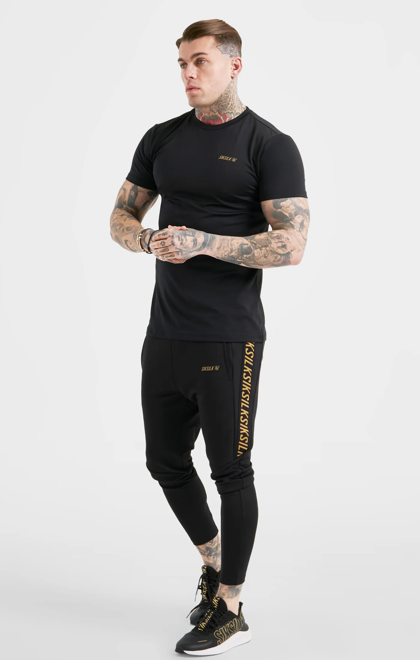 Black Sports Taped Muscle Fit Track Pant - Image 3
