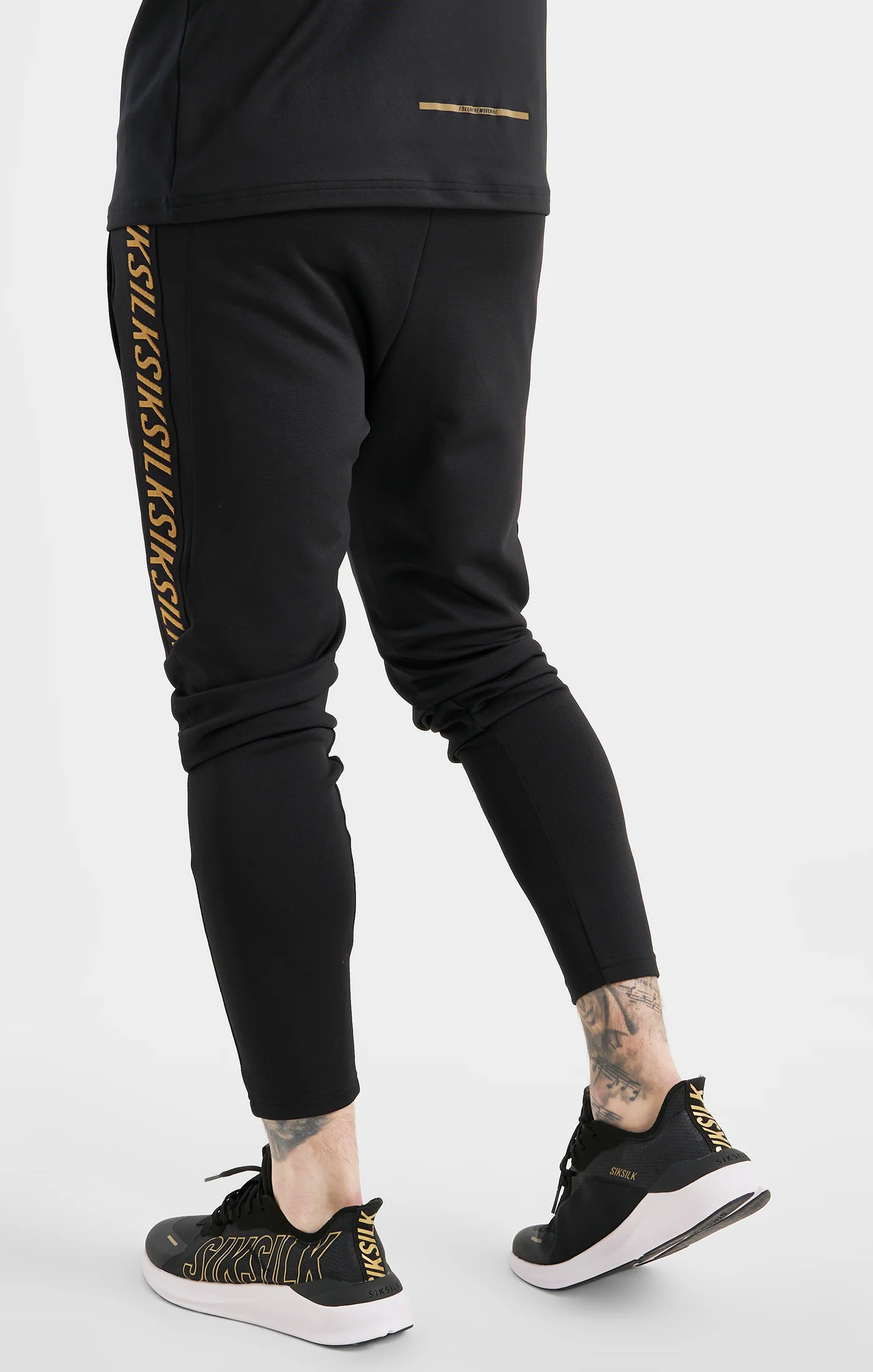 Black Sports Taped Muscle Fit Track Pant - Image 4