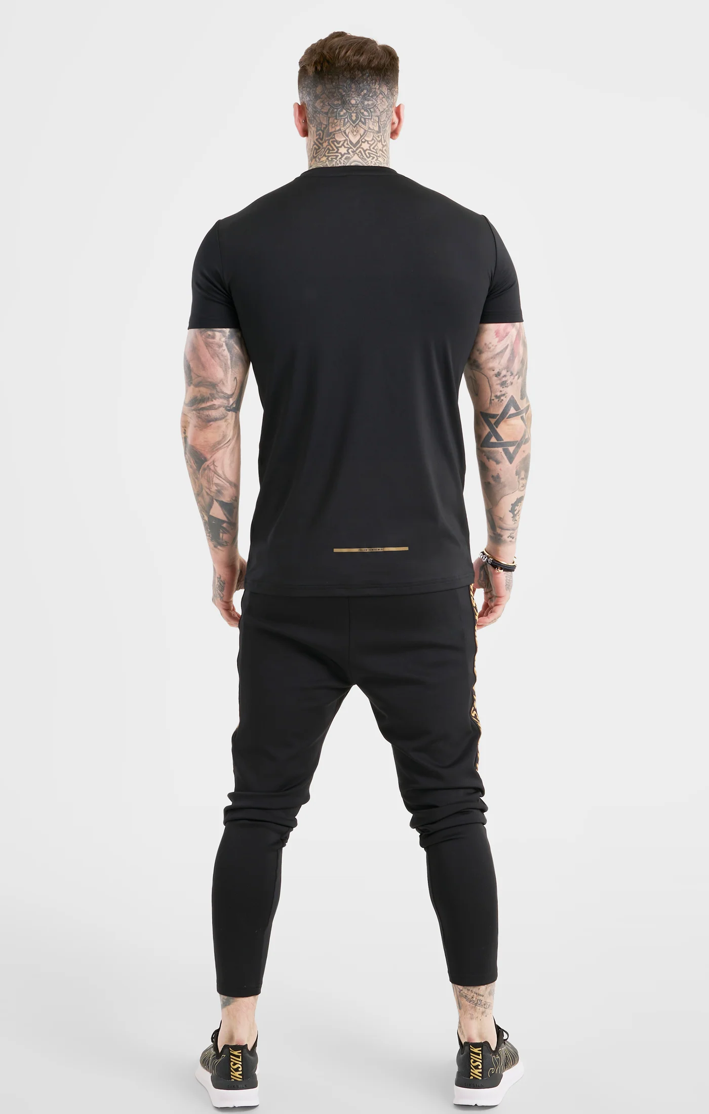 Black Sports Taped Muscle Fit Track Pant - Image 5