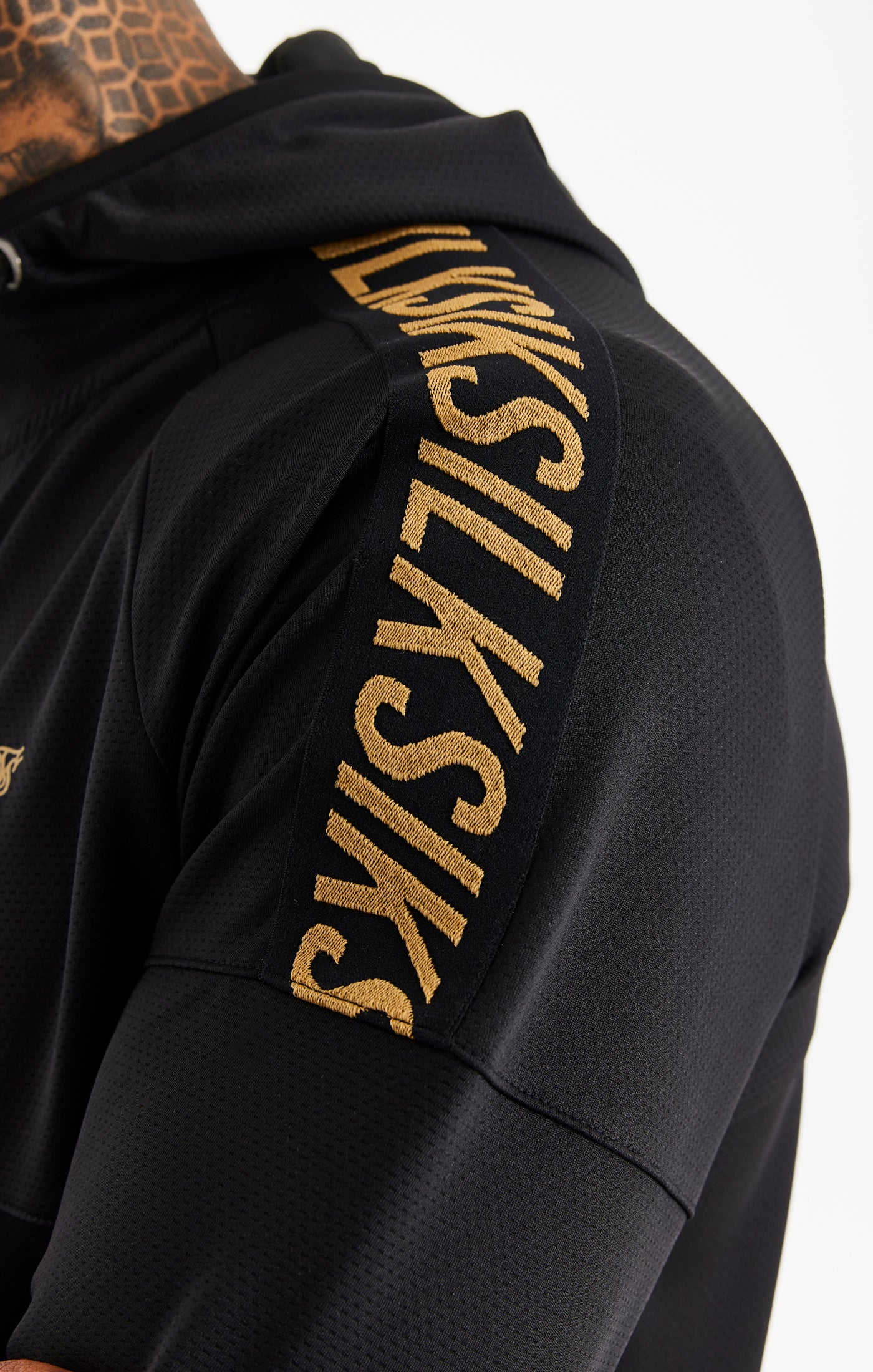 Black Sports Zip Through Tape Hoodie - Image 2
