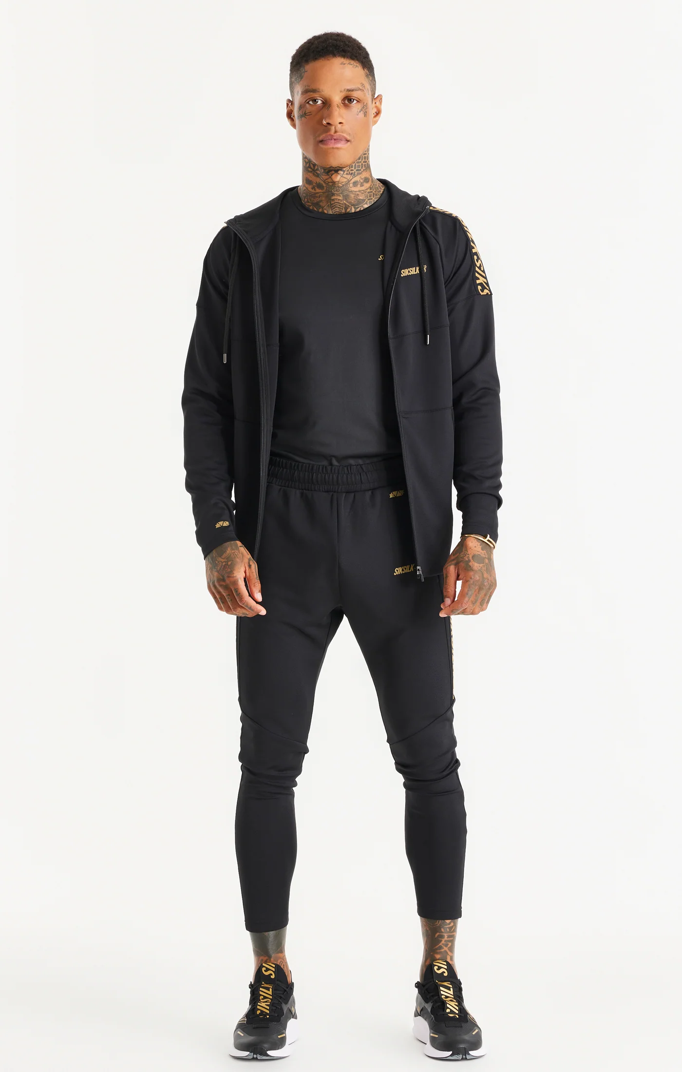 Black Sports Zip Through Tape Hoodie - Image 3